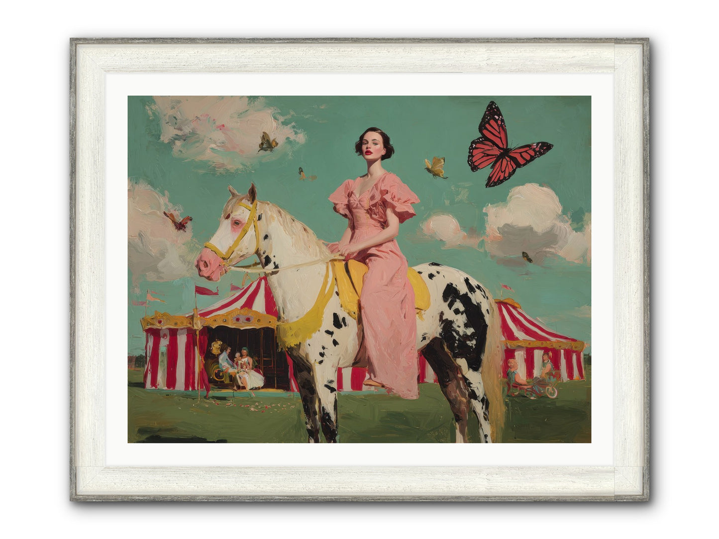 Sundown Carousel Framed Print - Driftwood White 40x30