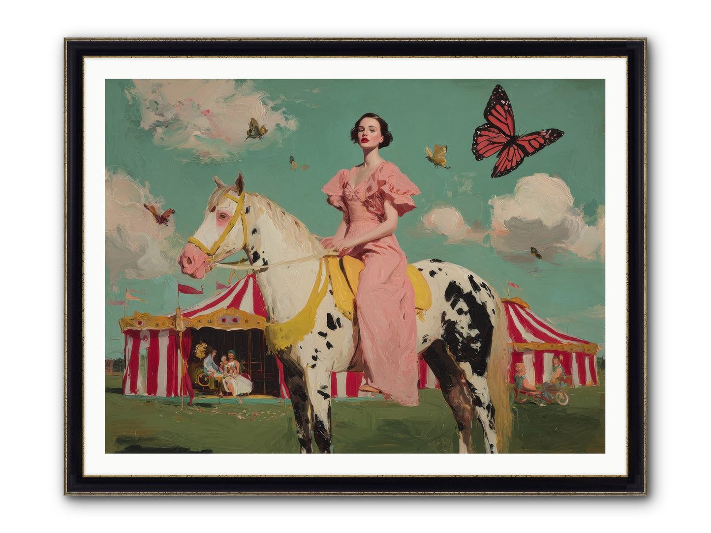 Sundown Carousel Framed Print - Black & Gold 48x36
