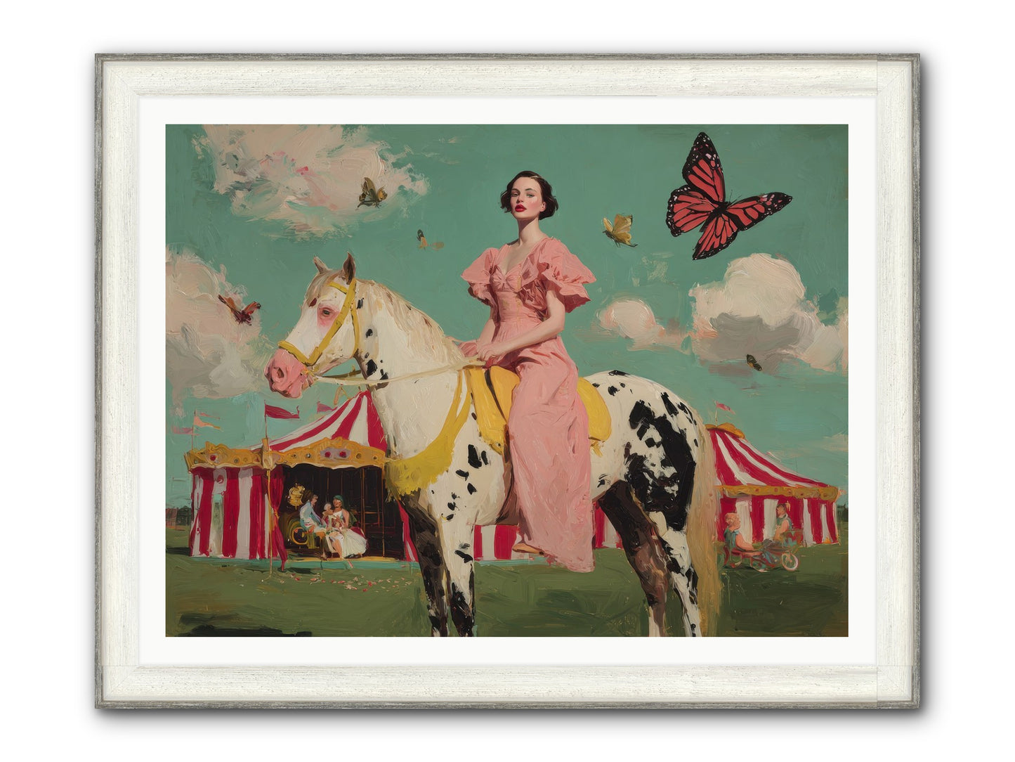 Sundown Carousel Framed Print - Driftwood White 48x36