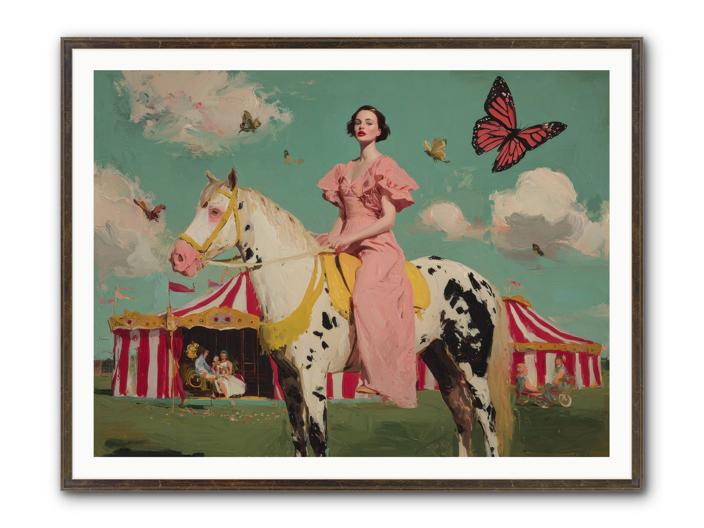 Sundown Carousel Framed Print - Slimwoods Black/Gold 48x36