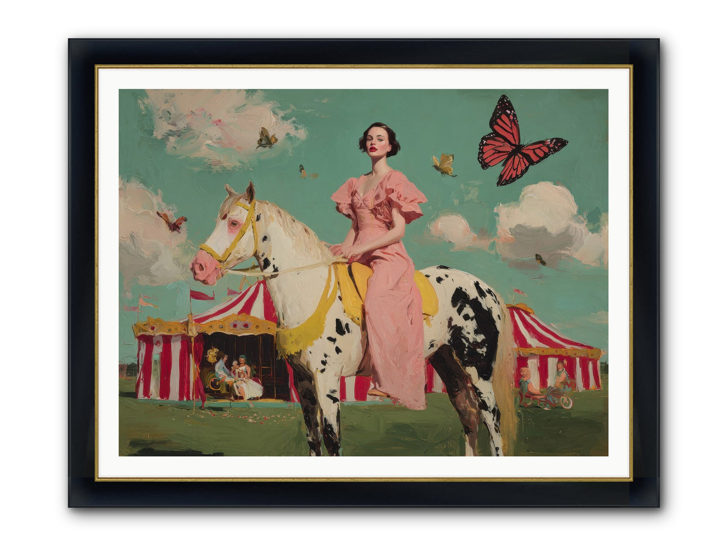 Sundown Carousel Framed Print - Wide Black w/Gold 48x36