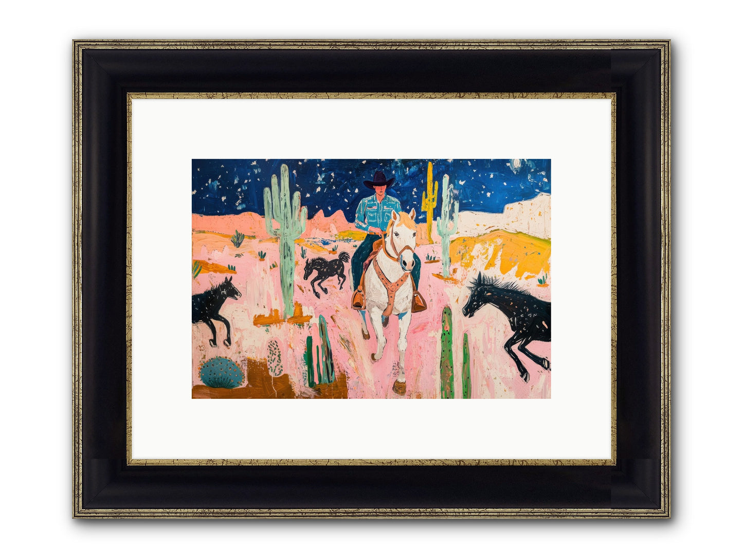 Sundown Ridge Framed Print - Black & Gold 12x8