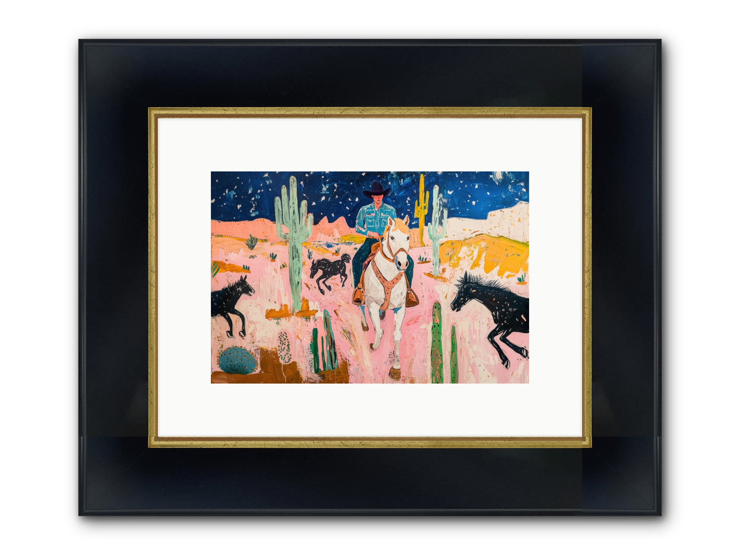 Sundown Ridge Framed Print - Wide Black w/Gold 12x8