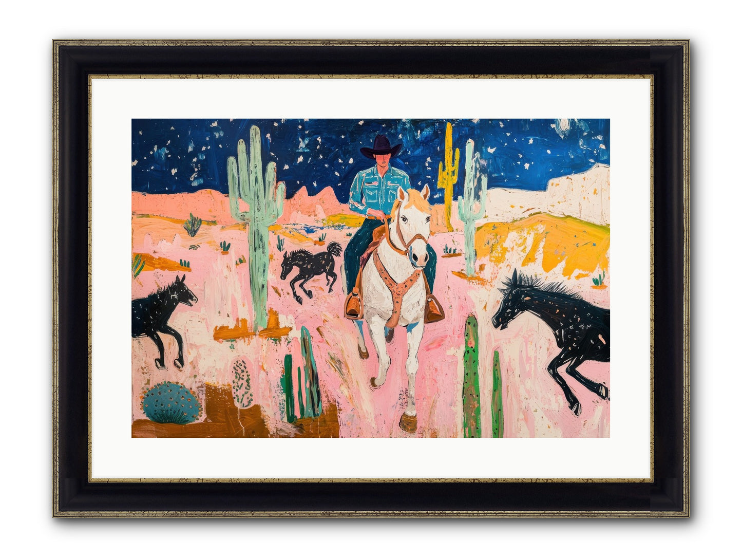 Sundown Ridge Framed Print - Black & Gold 24x16