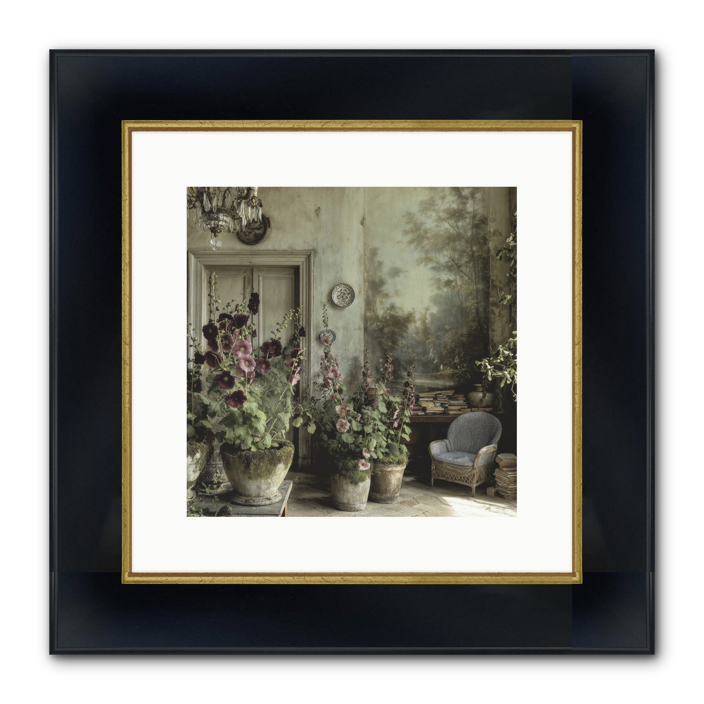 Sunlight Memory Framed Print - Wide Black w/Gold 12x12
