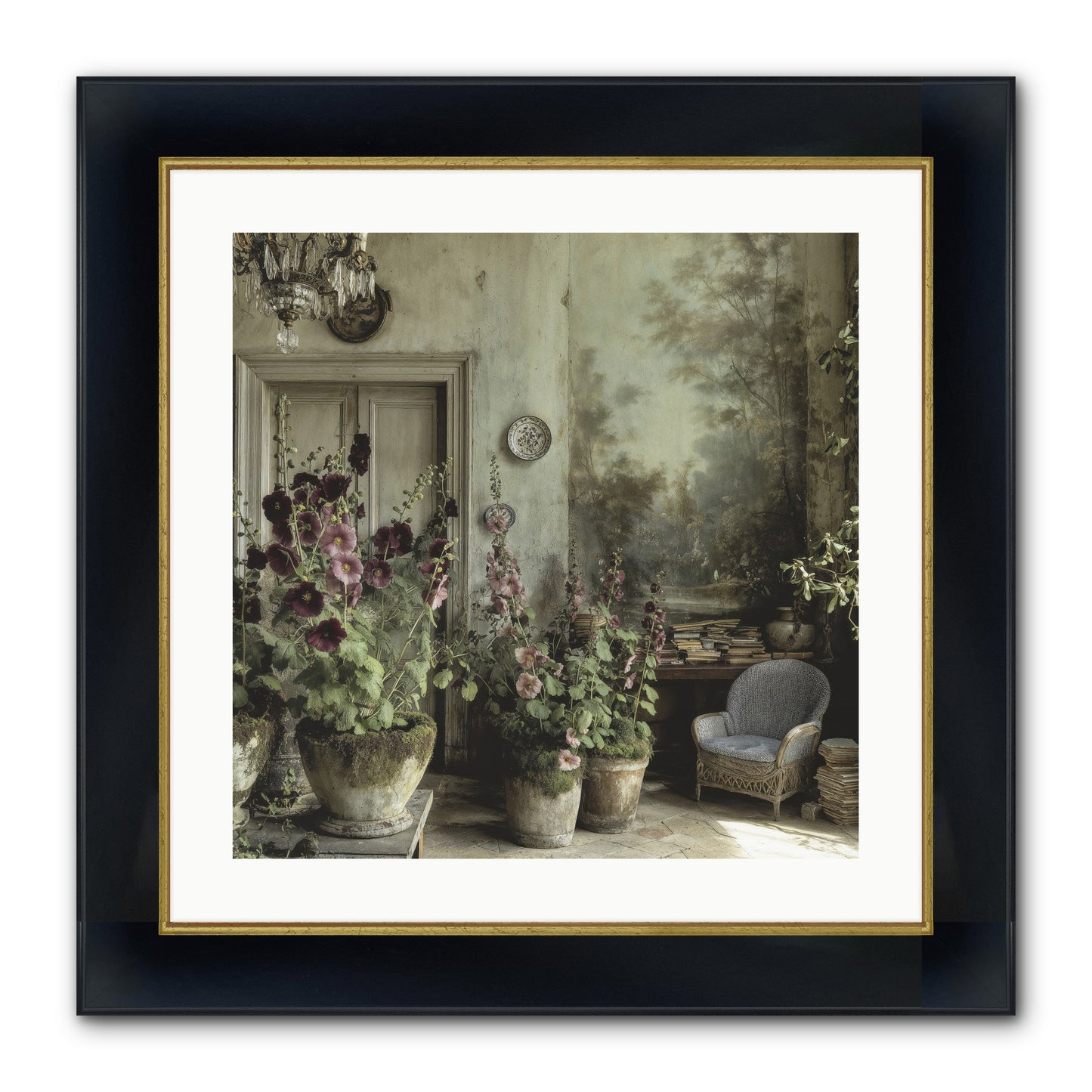 Sunlight Memory Framed Print - Wide Black w/Gold 20x20