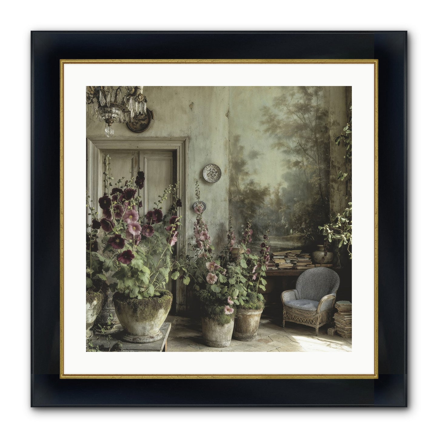 Sunlight Memory Framed Print - Wide Black w/Gold 24x24