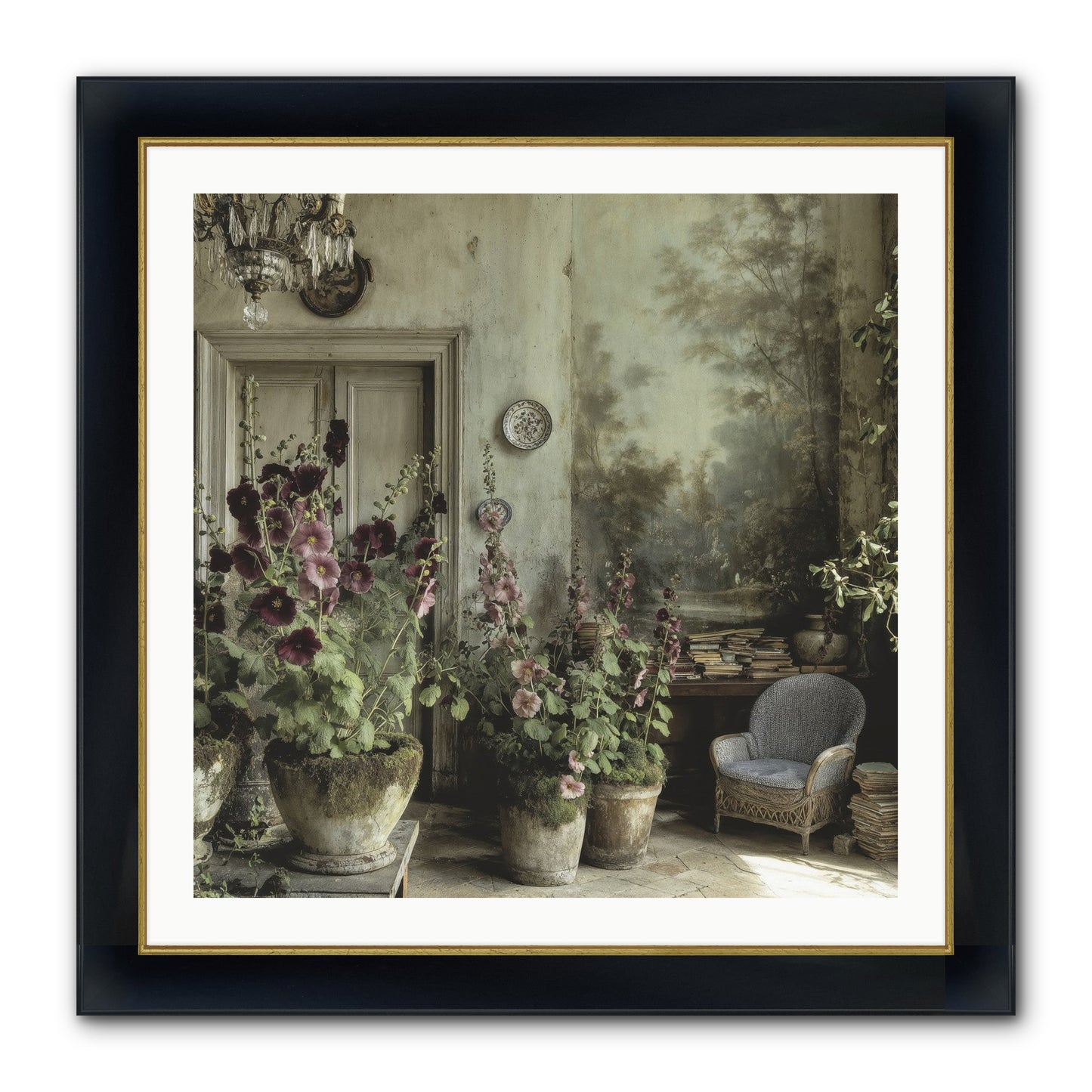 Sunlight Memory Framed Print - Wide Black w/Gold 30x30
