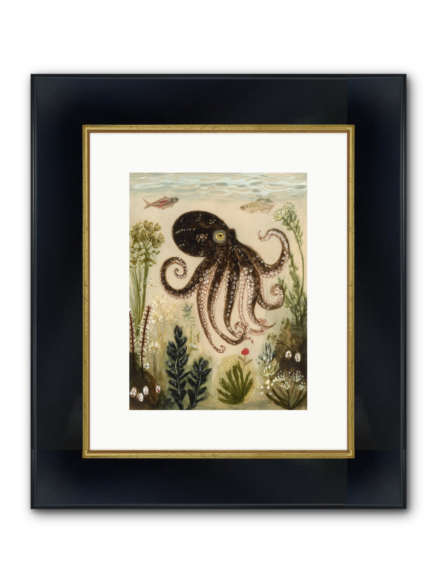 Sunlit Path Framed Print - Wide Black w/Gold 9x12
