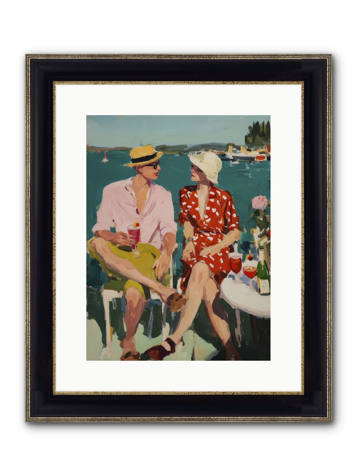 Sunset Cheers Framed Print - Black & Gold 12x16