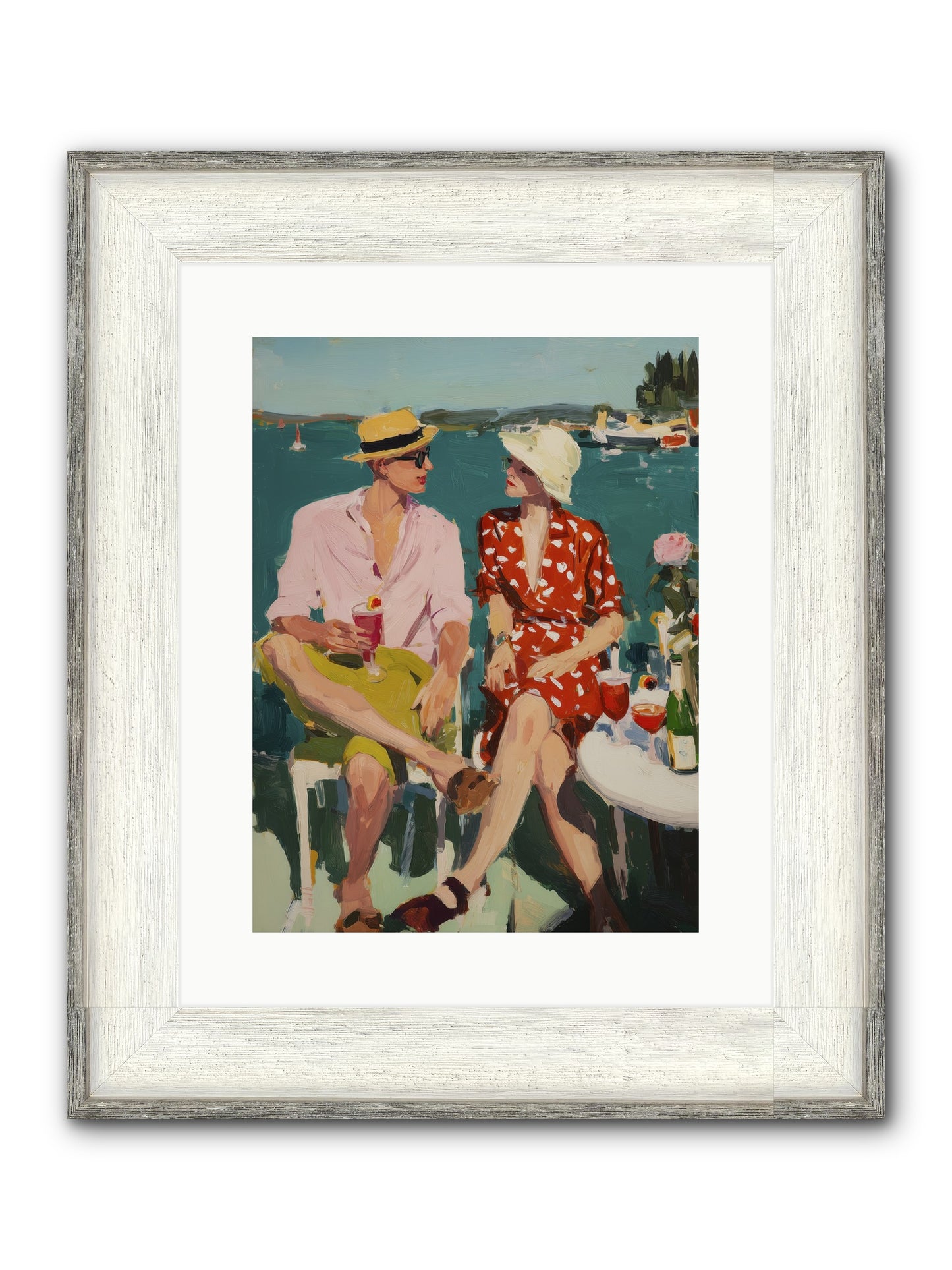 Sunset Cheers Framed Print - Driftwood White 12x16