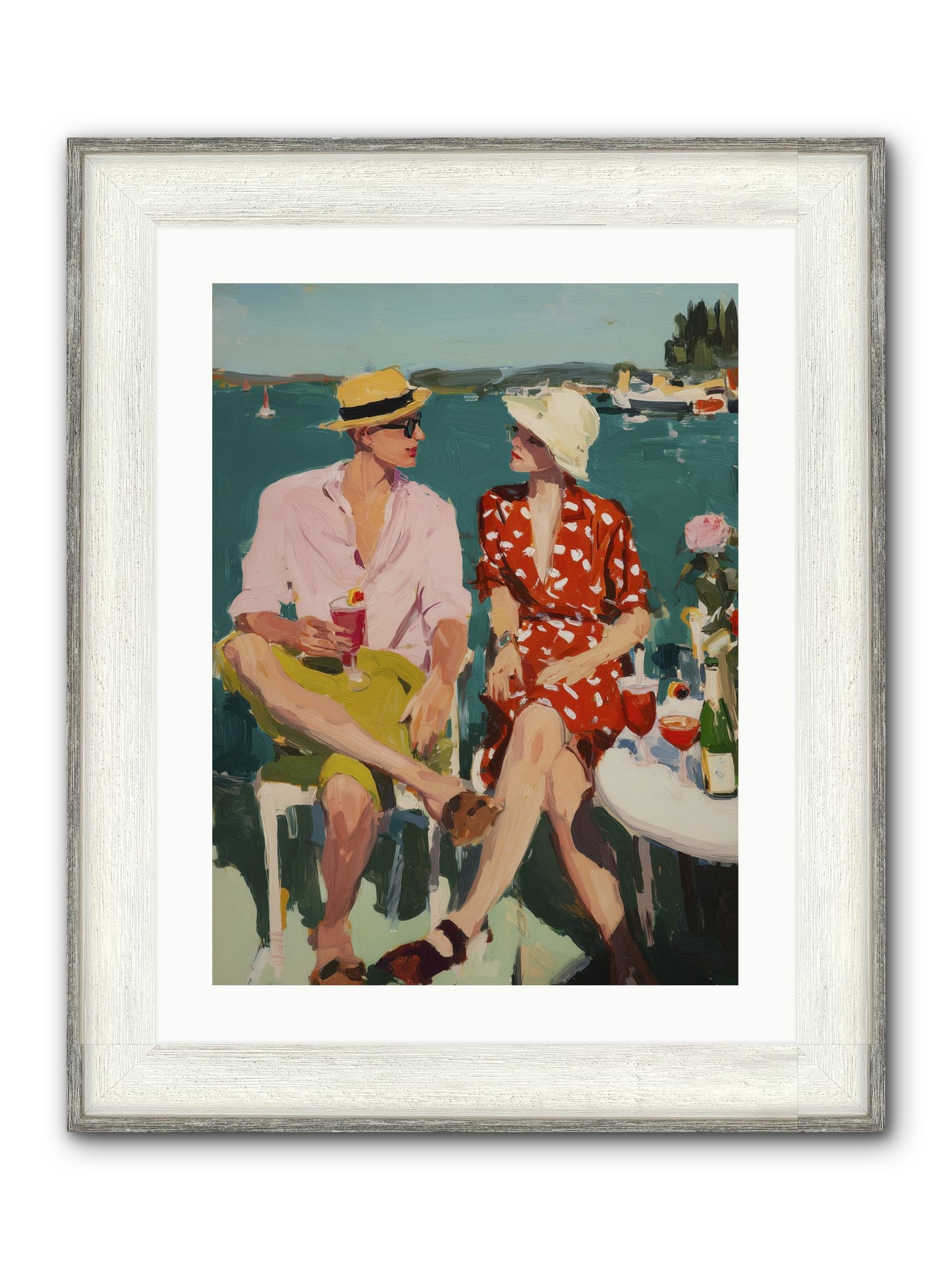 Sunset Cheers Framed Print - Driftwood White 18x24