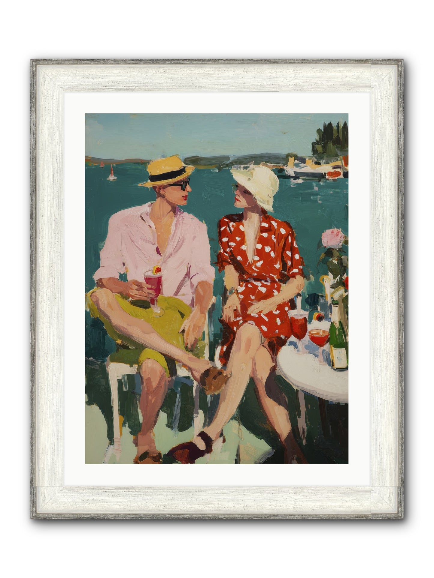 Sunset Cheers Framed Print - Driftwood White 24x32