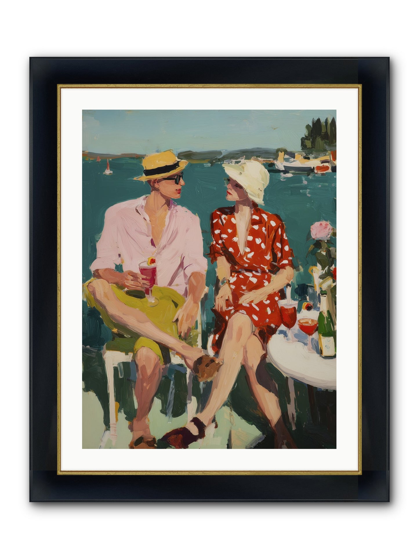 Sunset Cheers Framed Print - Wide Black w/Gold 24x32