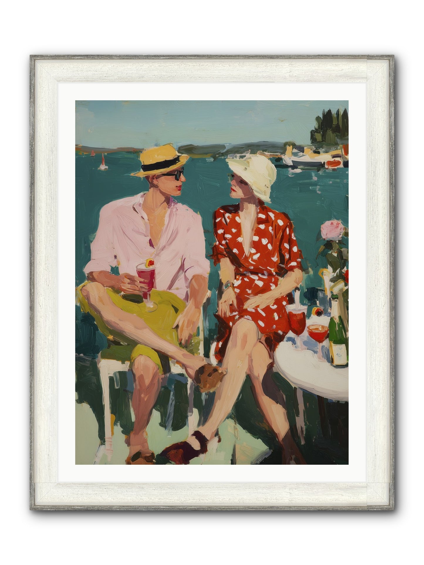Sunset Cheers Framed Print - Driftwood White 30x40