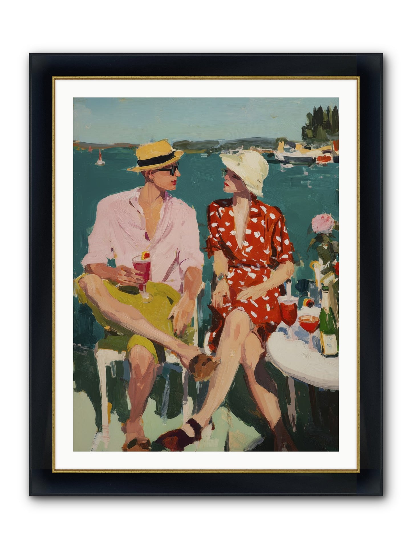 Sunset Cheers Framed Print - Wide Black w/Gold 30x40