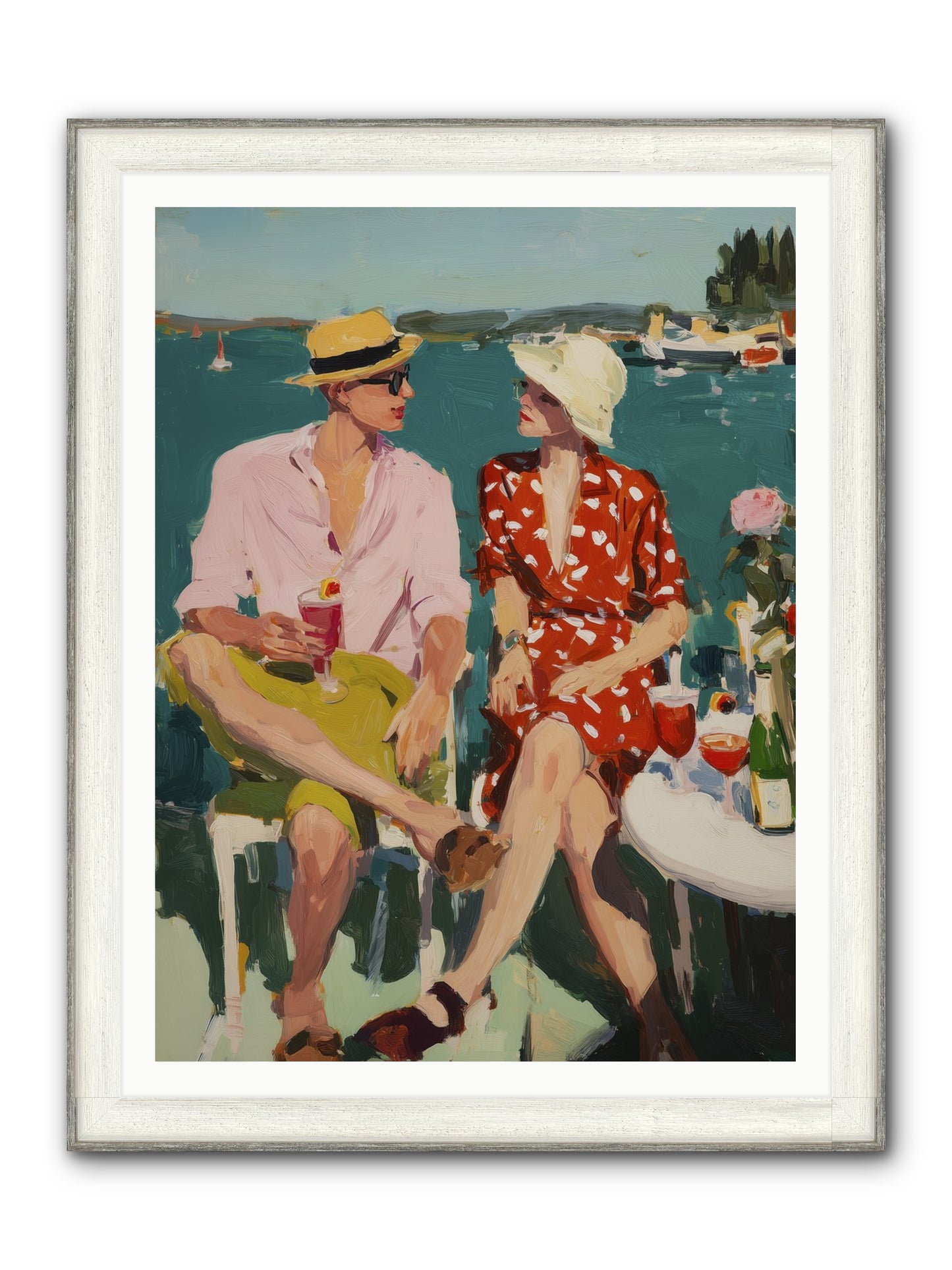 Sunset Cheers Framed Print - Driftwood White 36x48