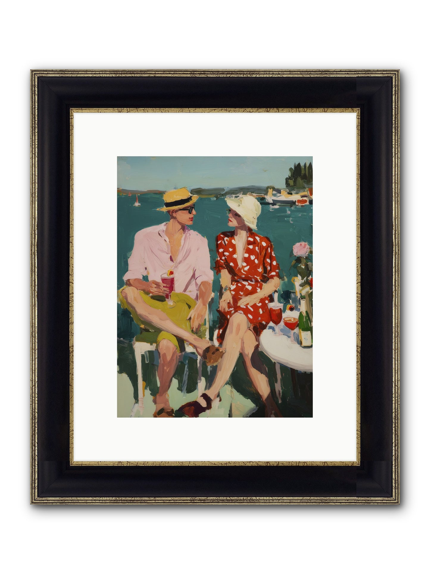 Sunset Cheers Framed Print - Black & Gold 9x12