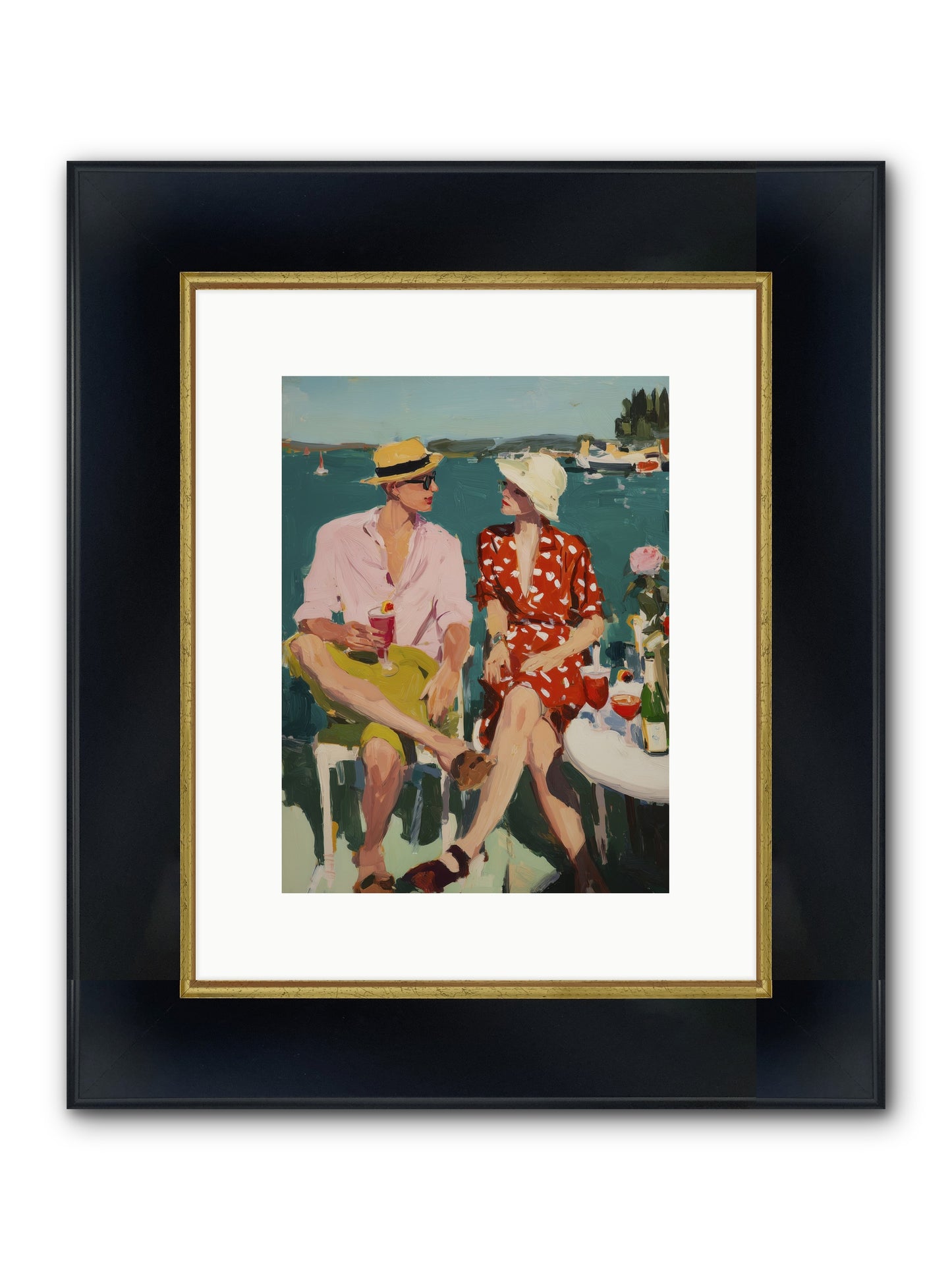 Sunset Cheers Framed Print - Wide Black w/Gold 9x12