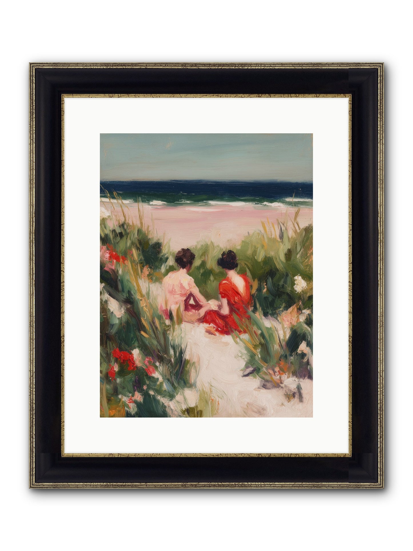 Sunset Reflection Framed Print - Black & Gold 12x16