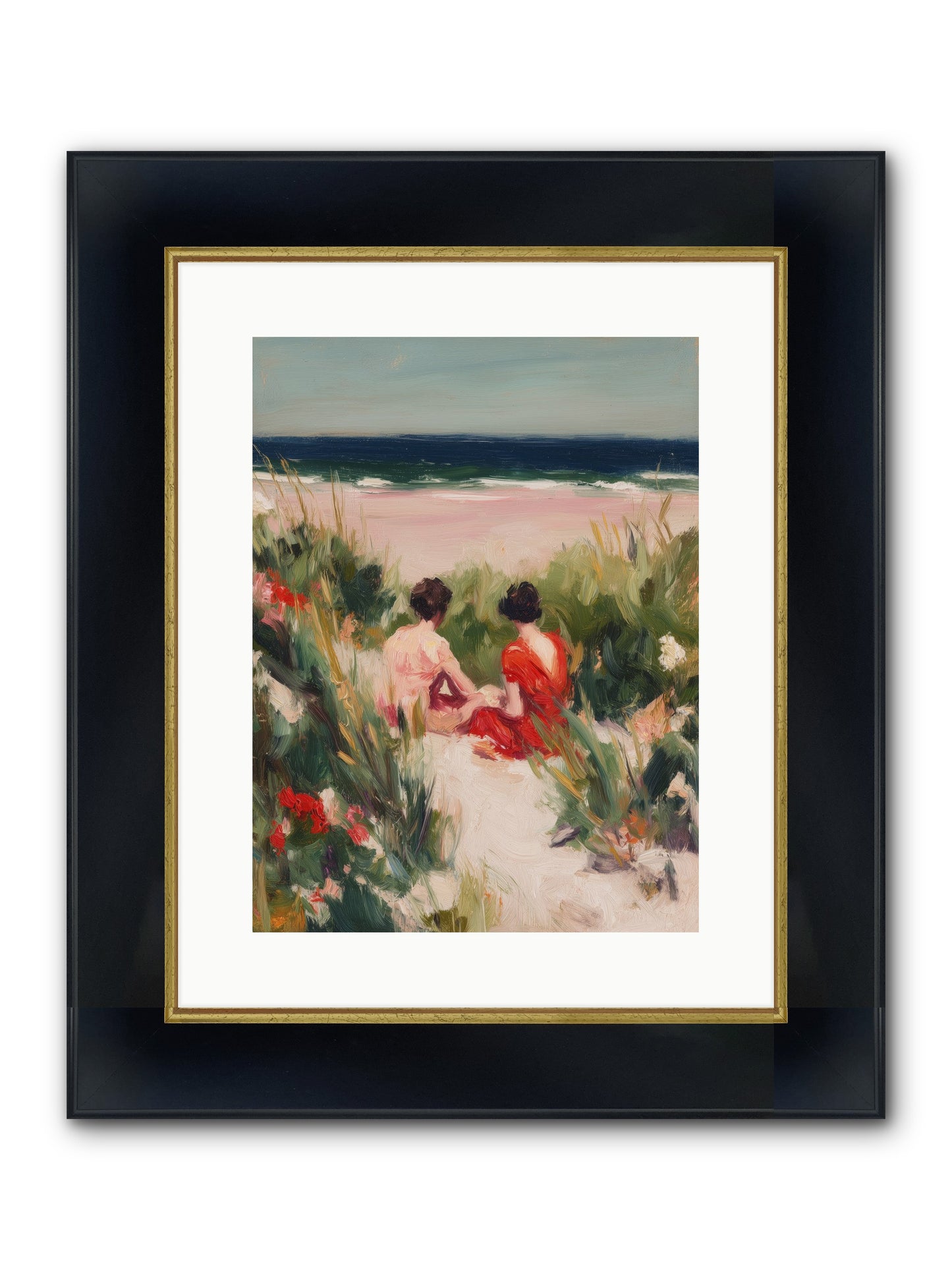 Sunset Reflection Framed Print - Wide Black w/Gold 12x16