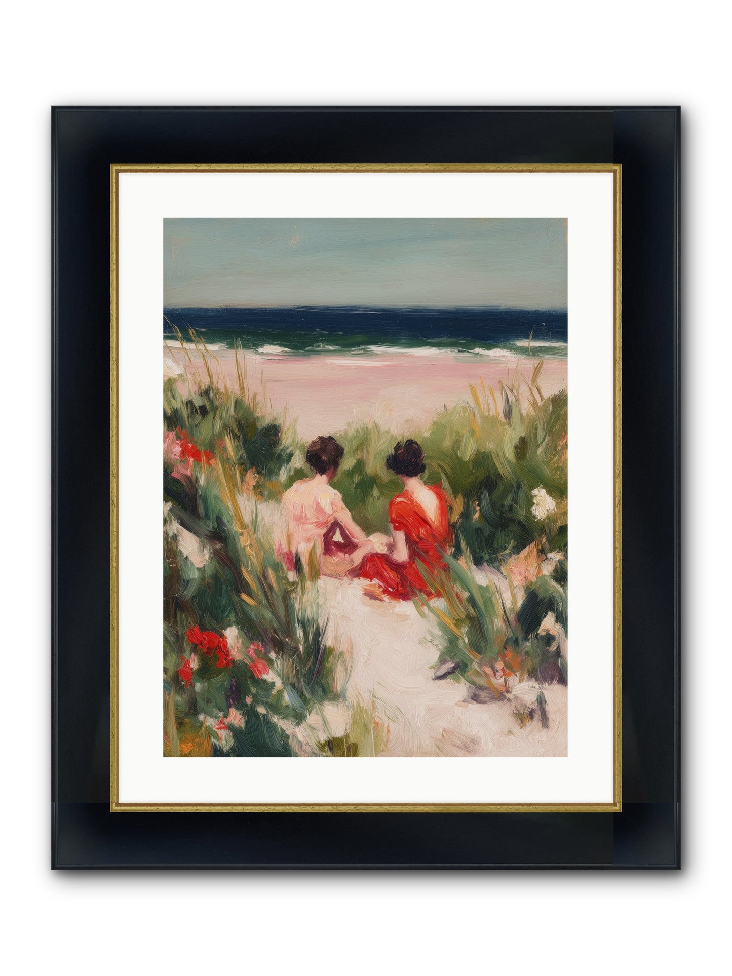 Sunset Reflection Framed Print - Wide Black w/Gold 18x24