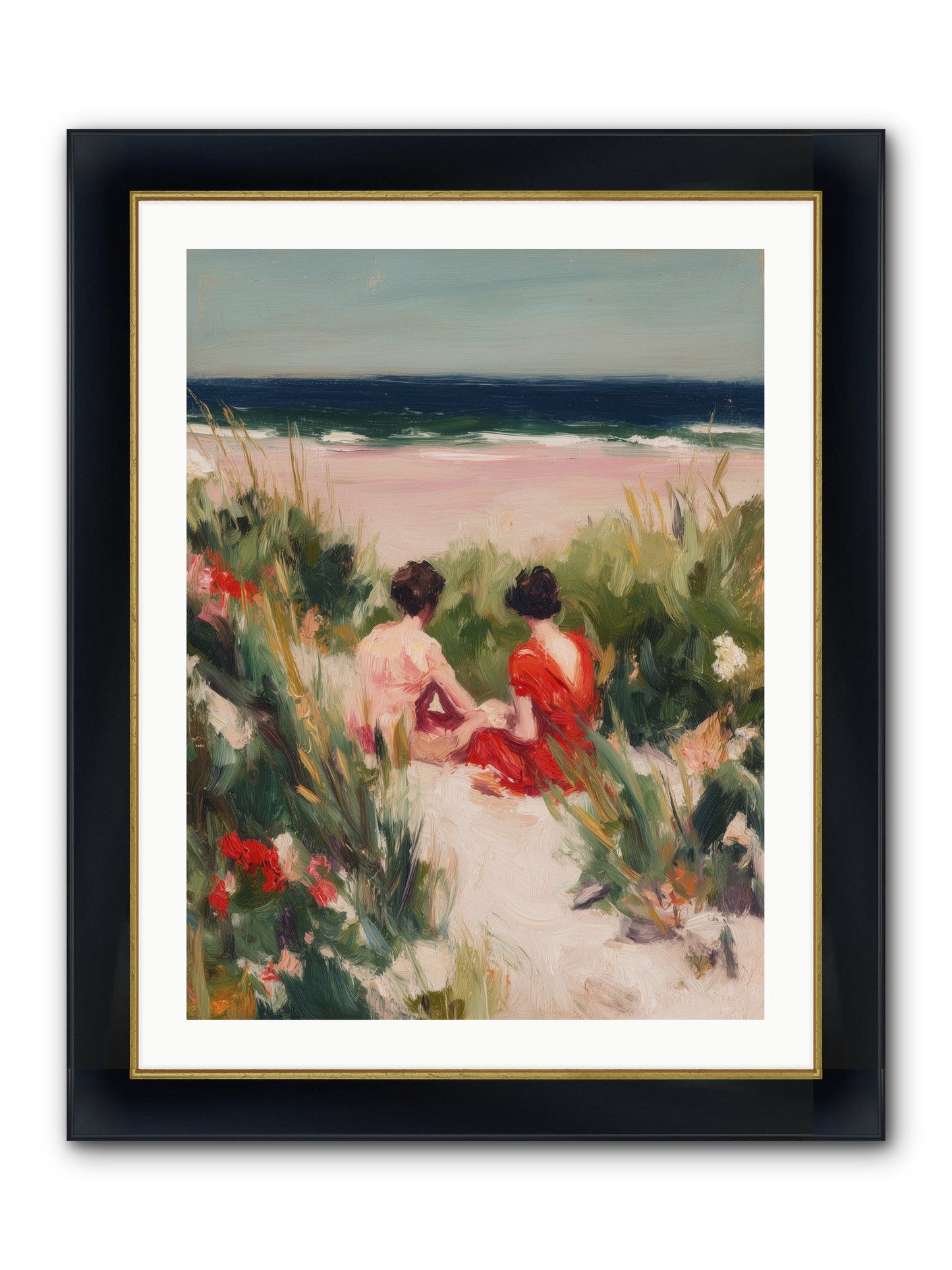 Sunset Reflection Framed Print - Wide Black w/Gold 24x32