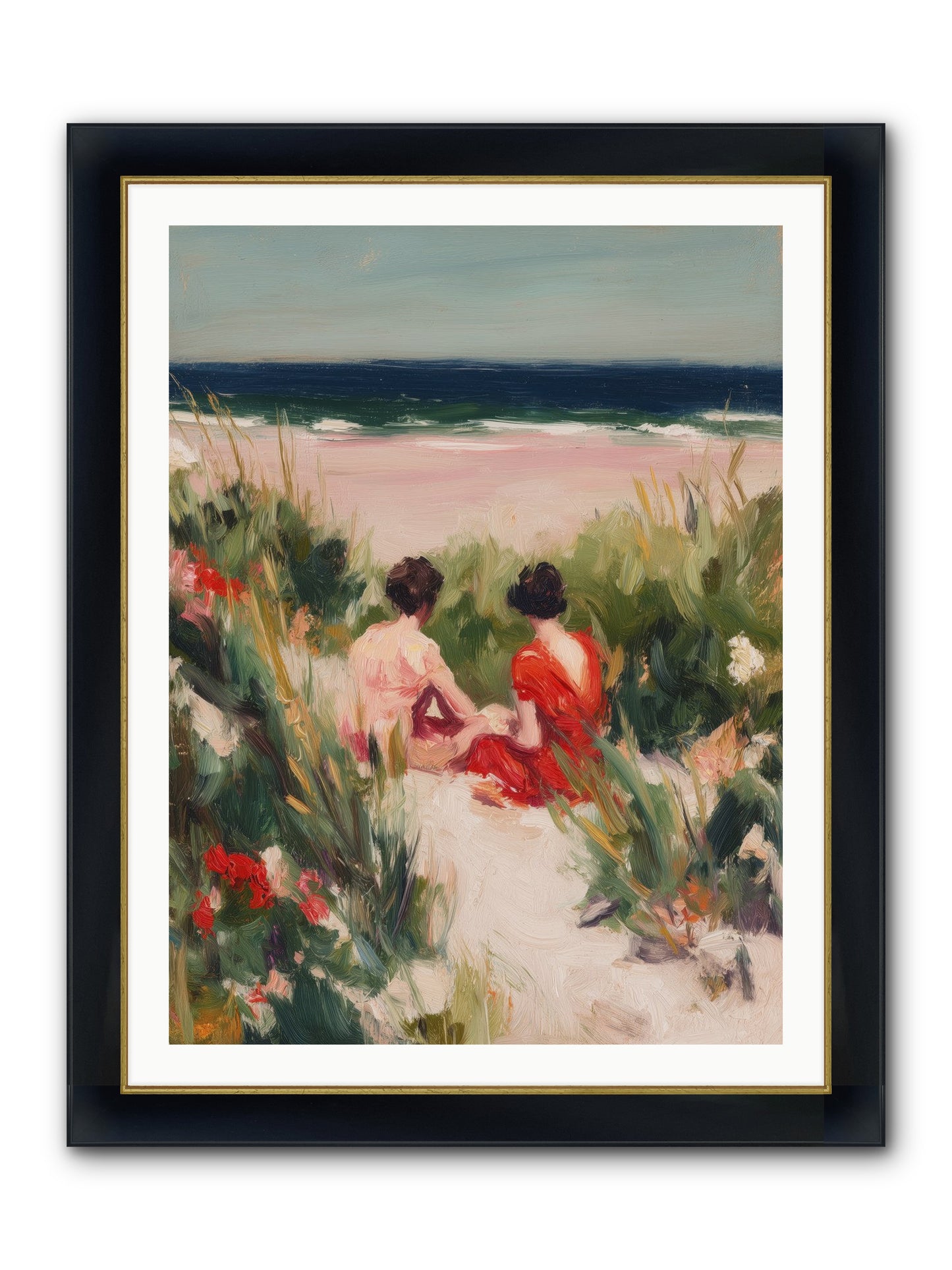 Sunset Reflection Framed Print - Wide Black w/Gold 30x40