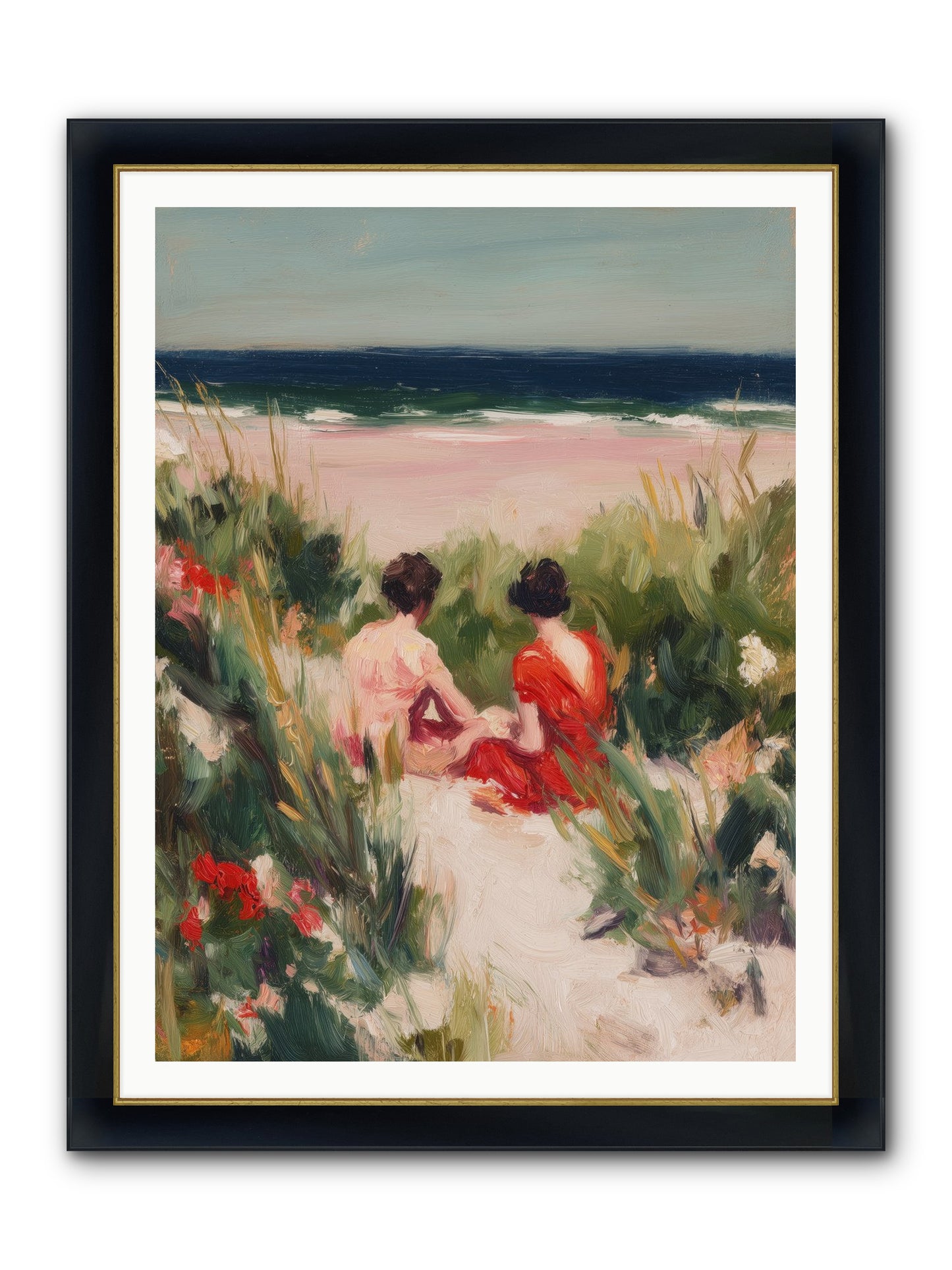 Sunset Reflection Framed Print - Wide Black w/Gold 36x48