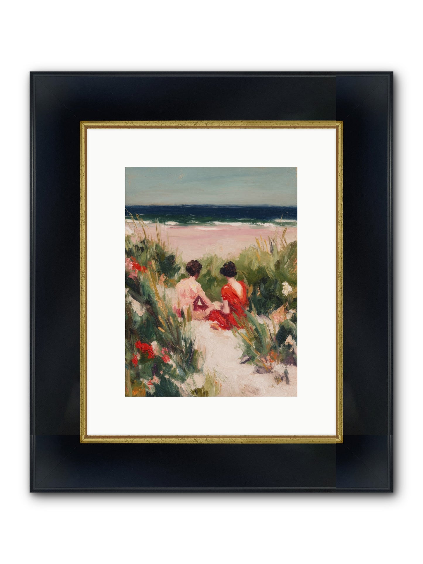 Sunset Reflection Framed Print - Wide Black w/Gold 9x12