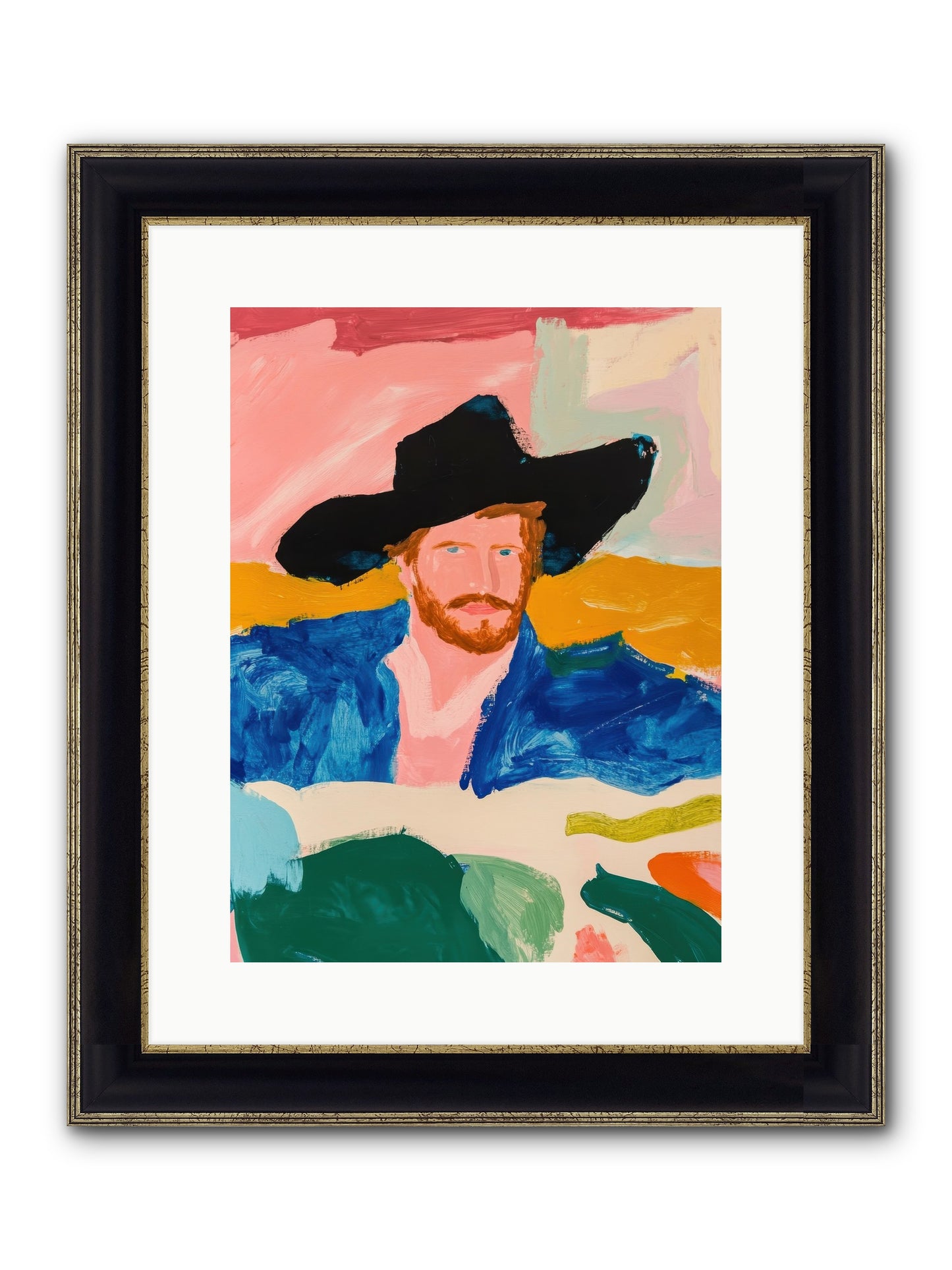 Sunset Wrangler Framed Print - Black & Gold 12x16