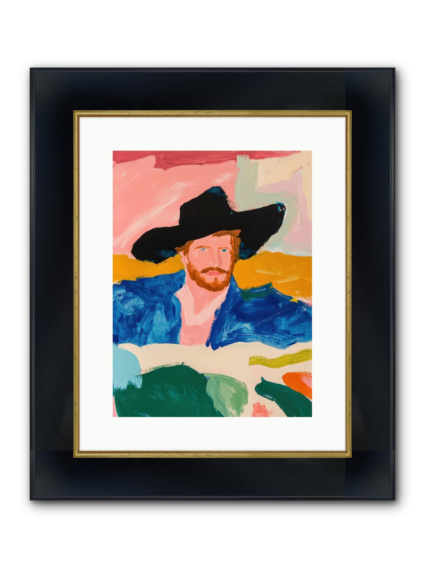 Sunset Wrangler Framed Print - Wide Black w/Gold 12x16