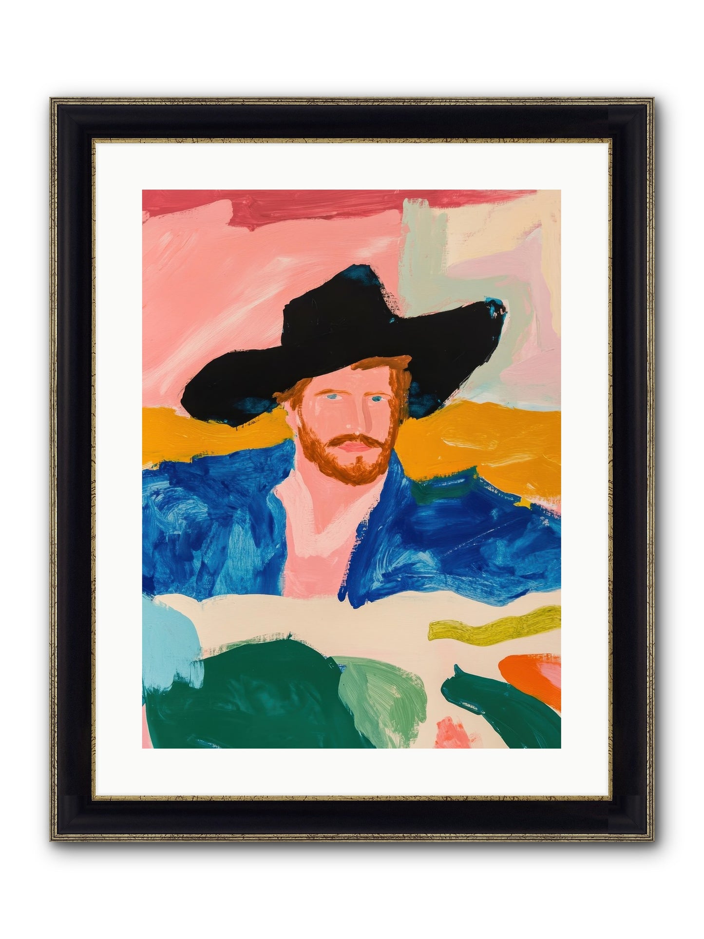 Sunset Wrangler Framed Print - Black & Gold 18x24