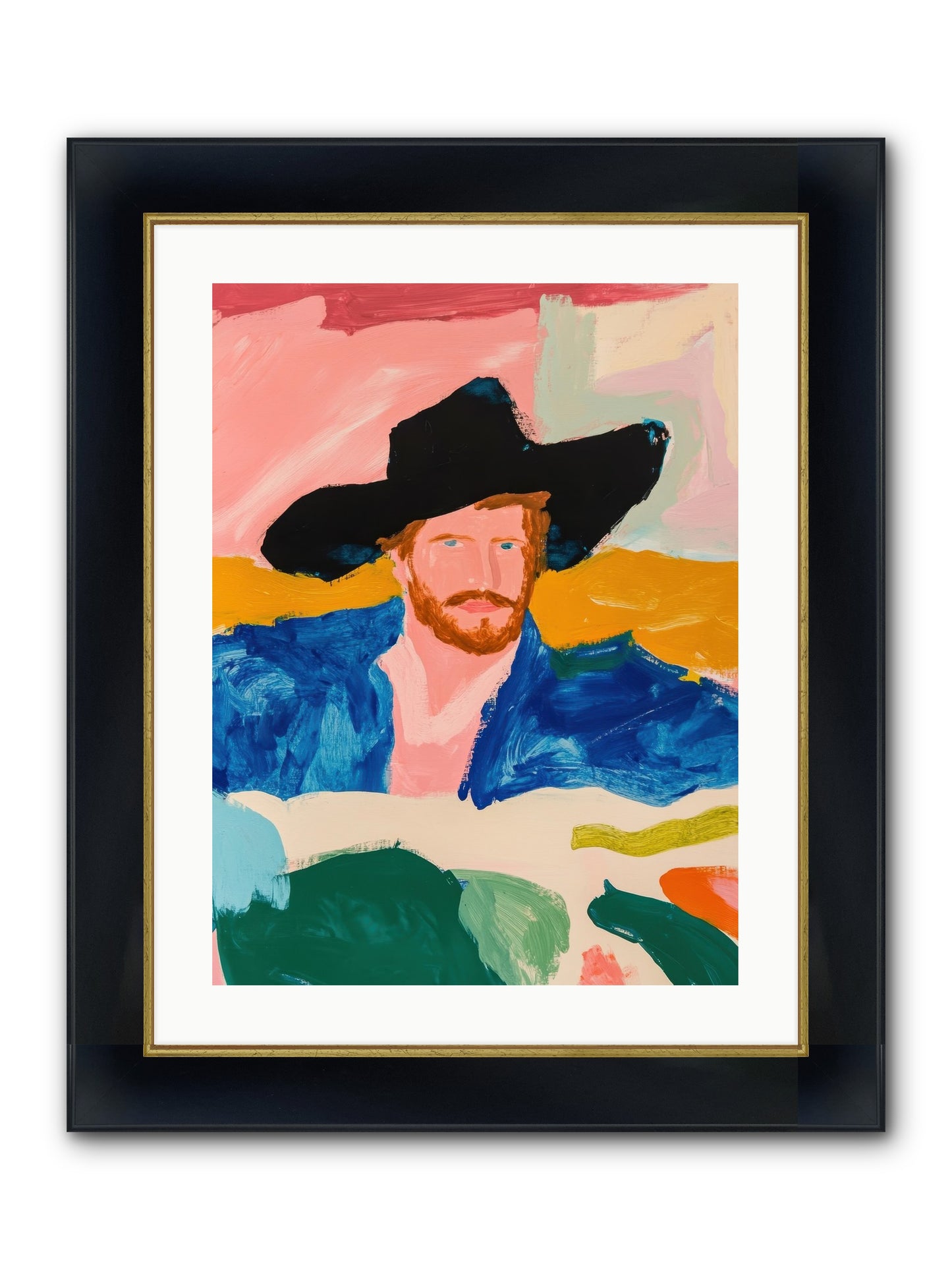Sunset Wrangler Framed Print - Wide Black w/Gold 18x24