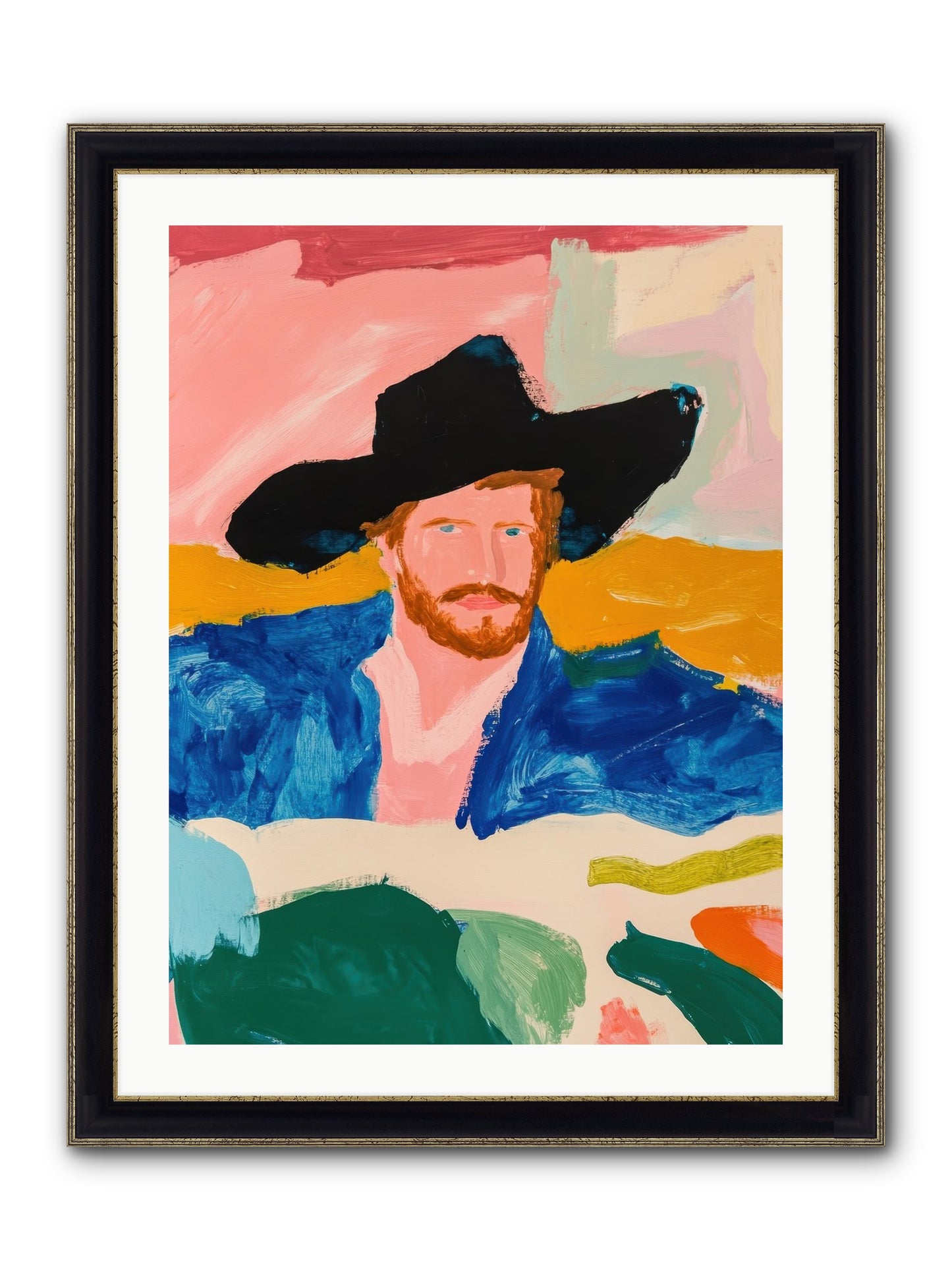Sunset Wrangler Framed Print - Black & Gold 24x32