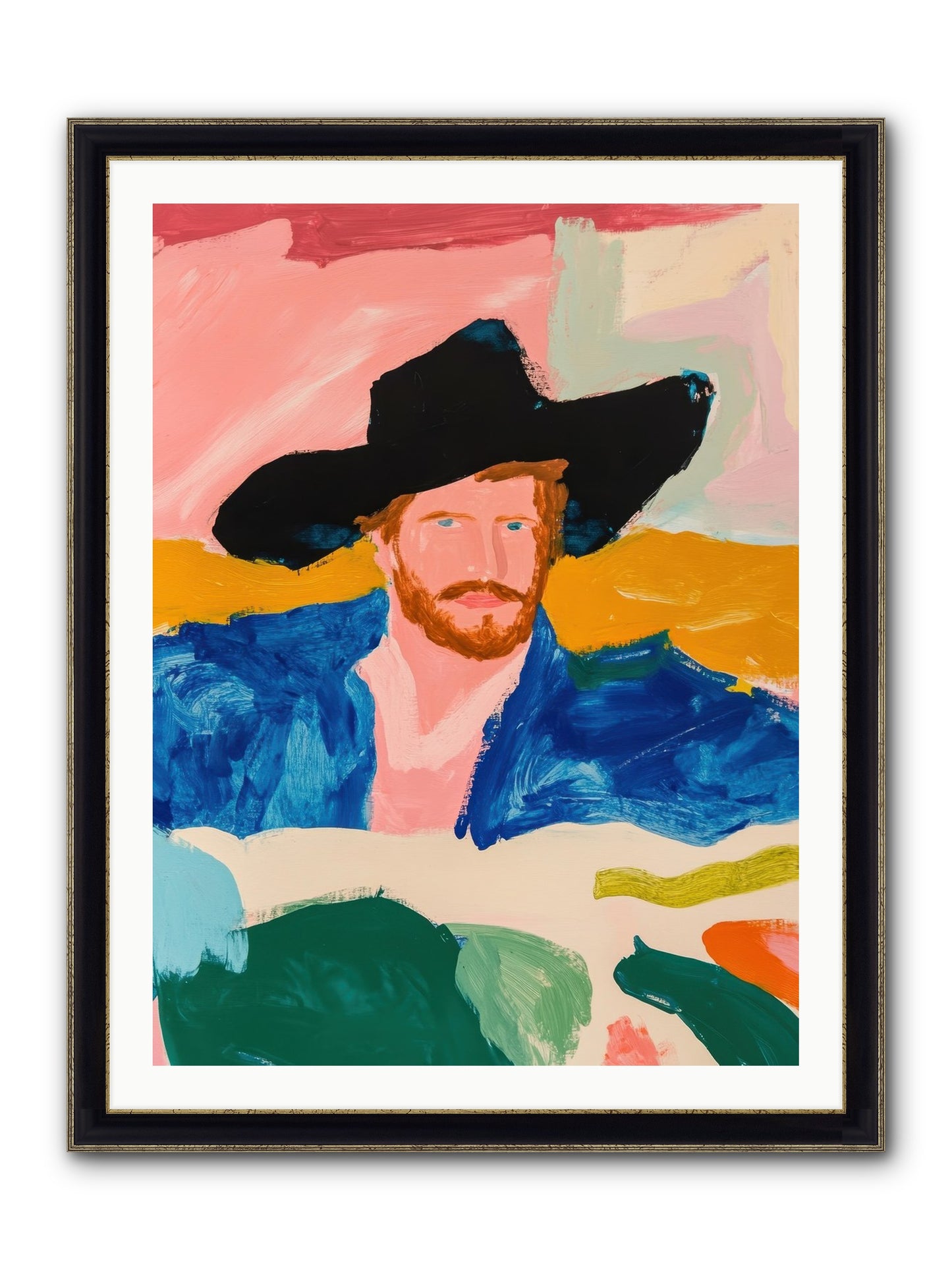 Sunset Wrangler Framed Print - Black & Gold 30x40
