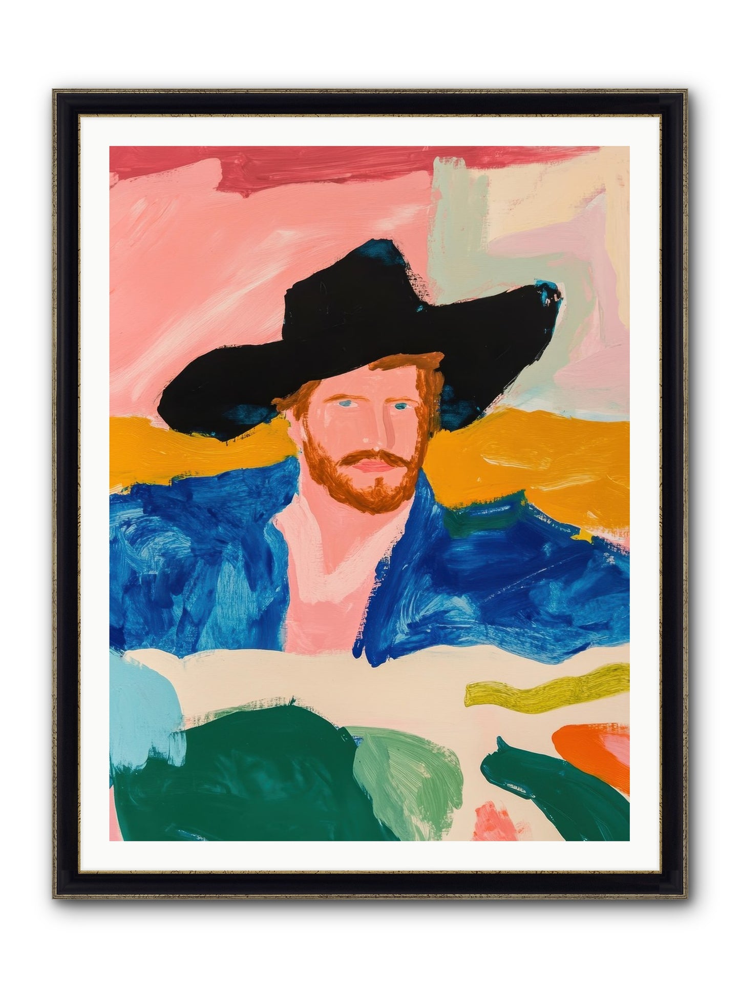 Sunset Wrangler Framed Print - Black & Gold 36x48
