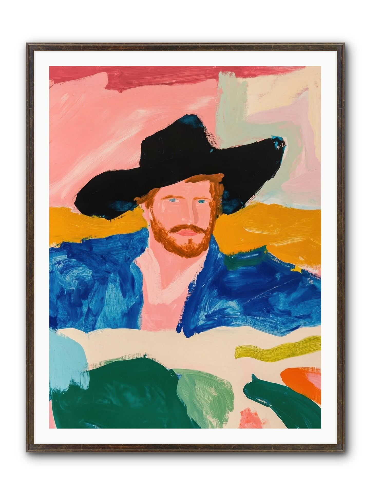 Sunset Wrangler Framed Print - Slimwoods Black/Gold 36x48