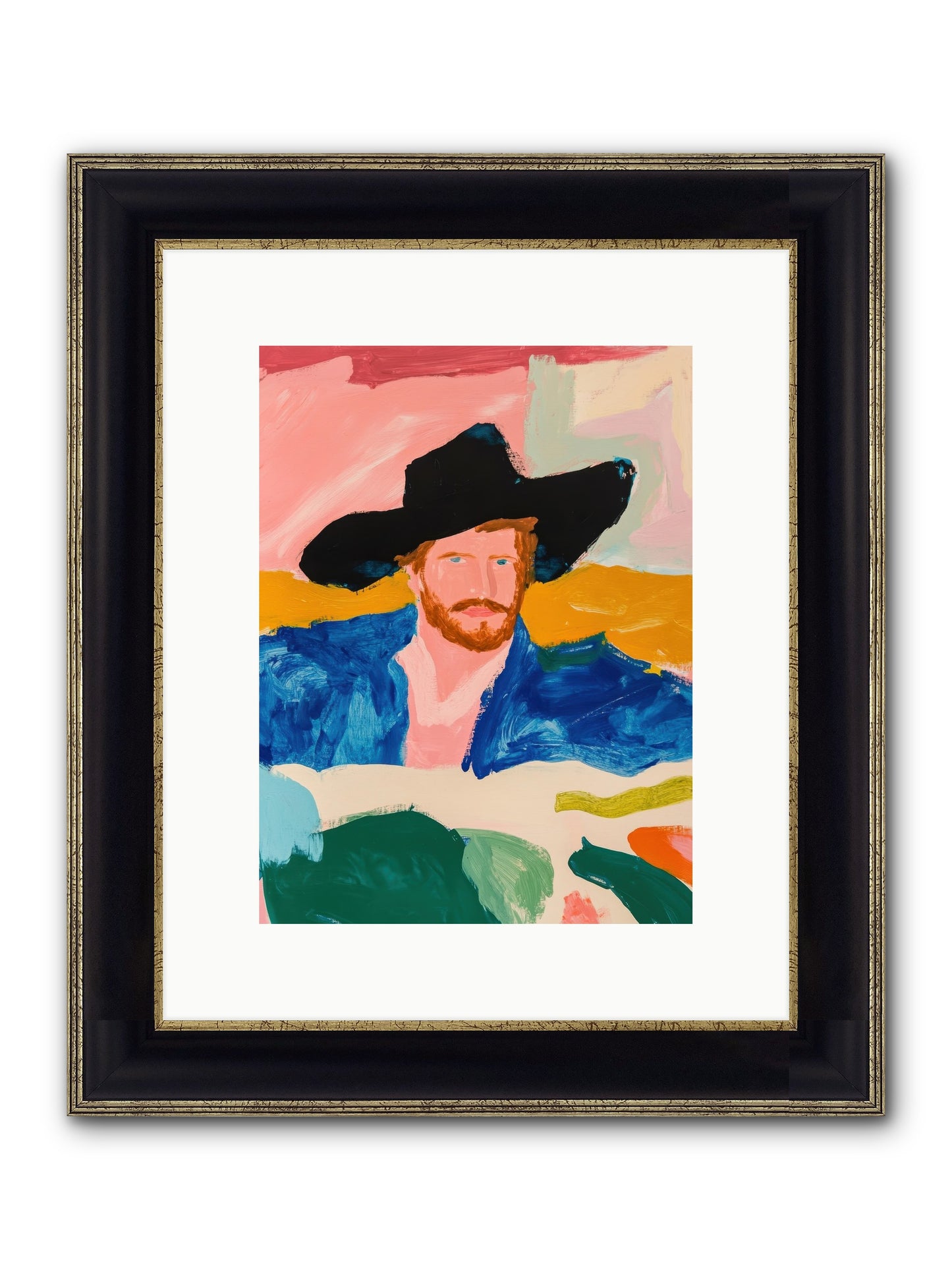 Sunset Wrangler Framed Print - Black & Gold 9x12