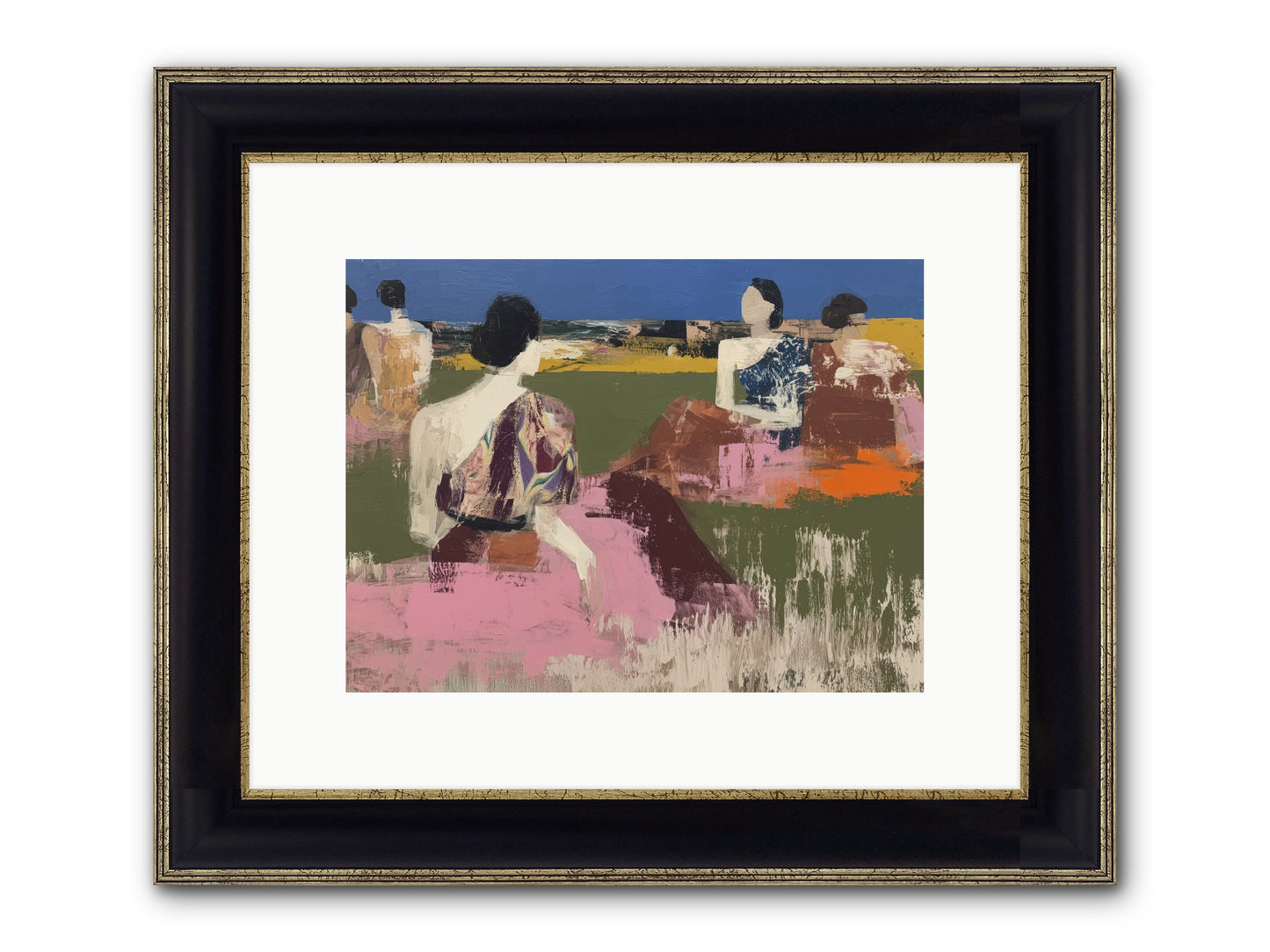 Sunwoven Sisters Framed Print - Black & Gold 12x9