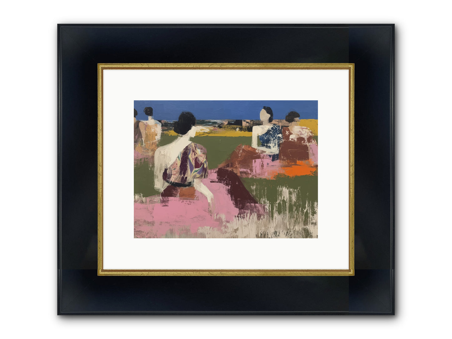 Sunwoven Sisters Framed Print - Wide Black w/Gold 12x9