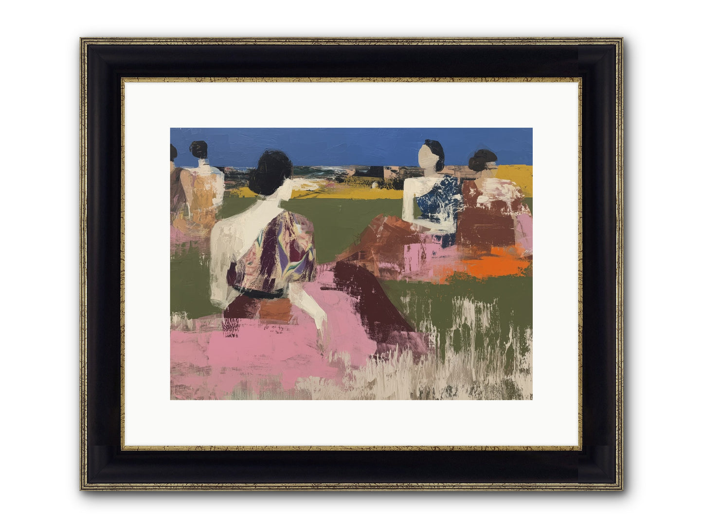 Sunwoven Sisters Framed Print - Black & Gold 16x12