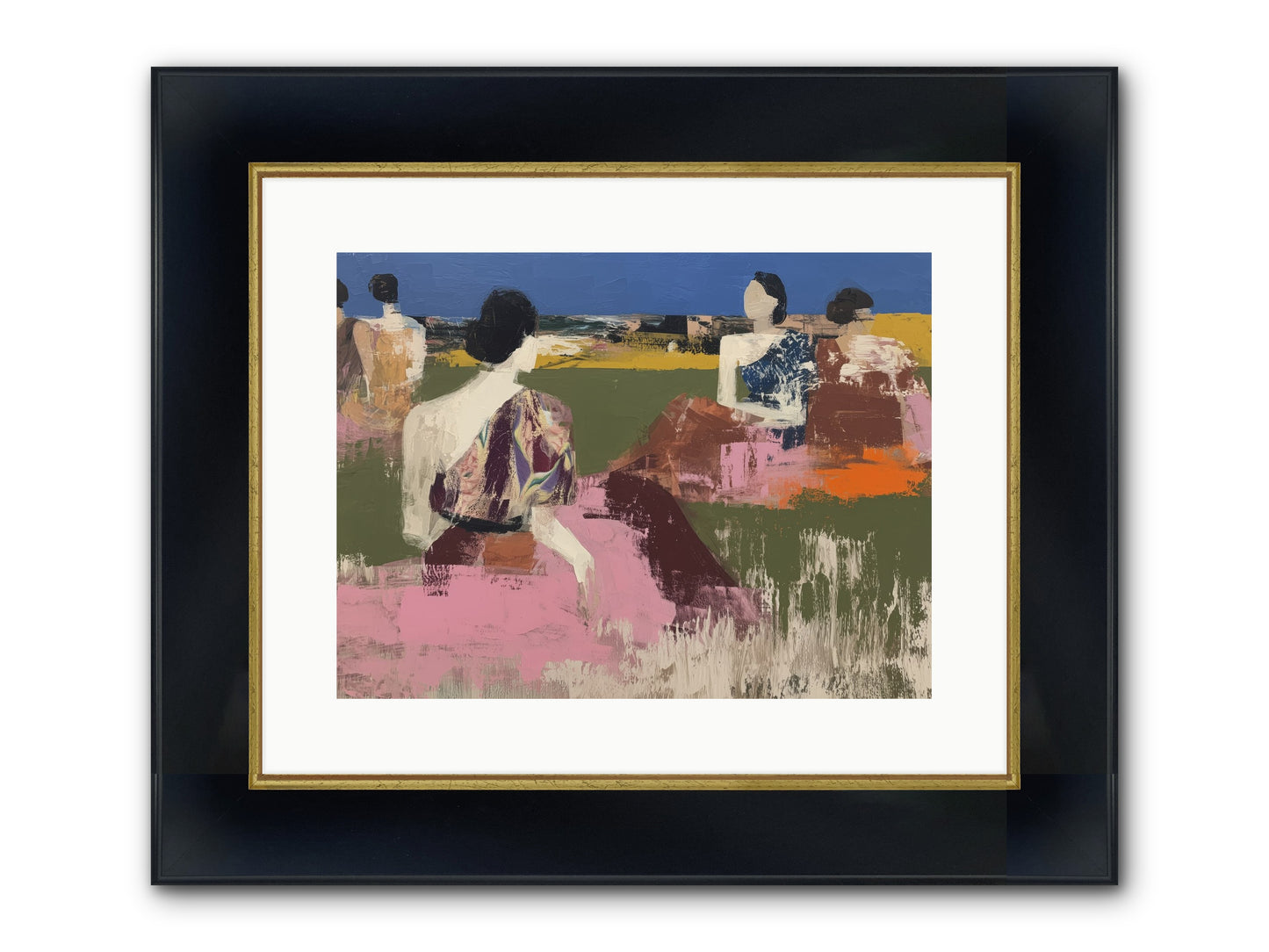 Sunwoven Sisters Framed Print - Wide Black w/Gold 16x12