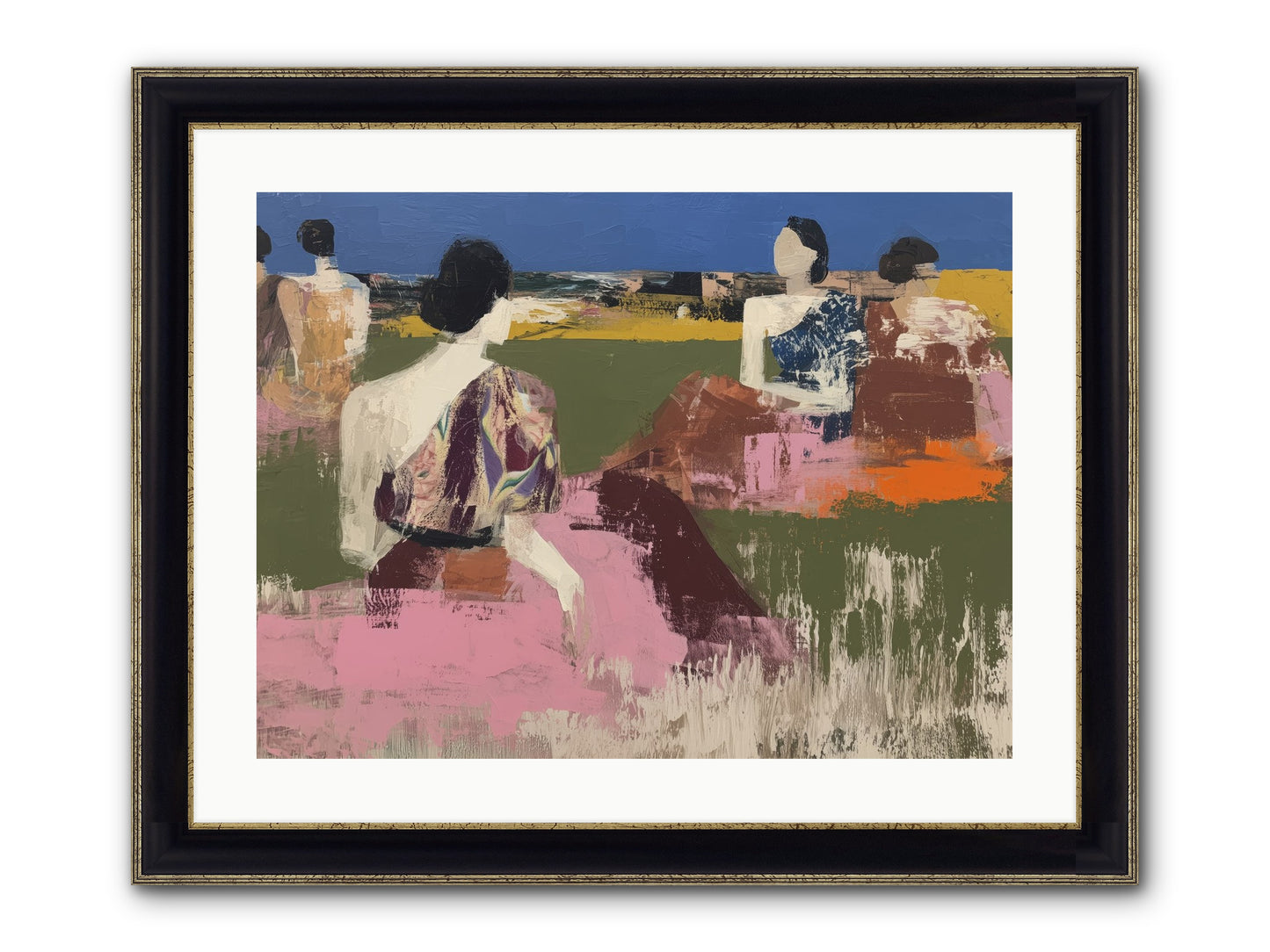 Sunwoven Sisters Framed Print - Black & Gold 24x18