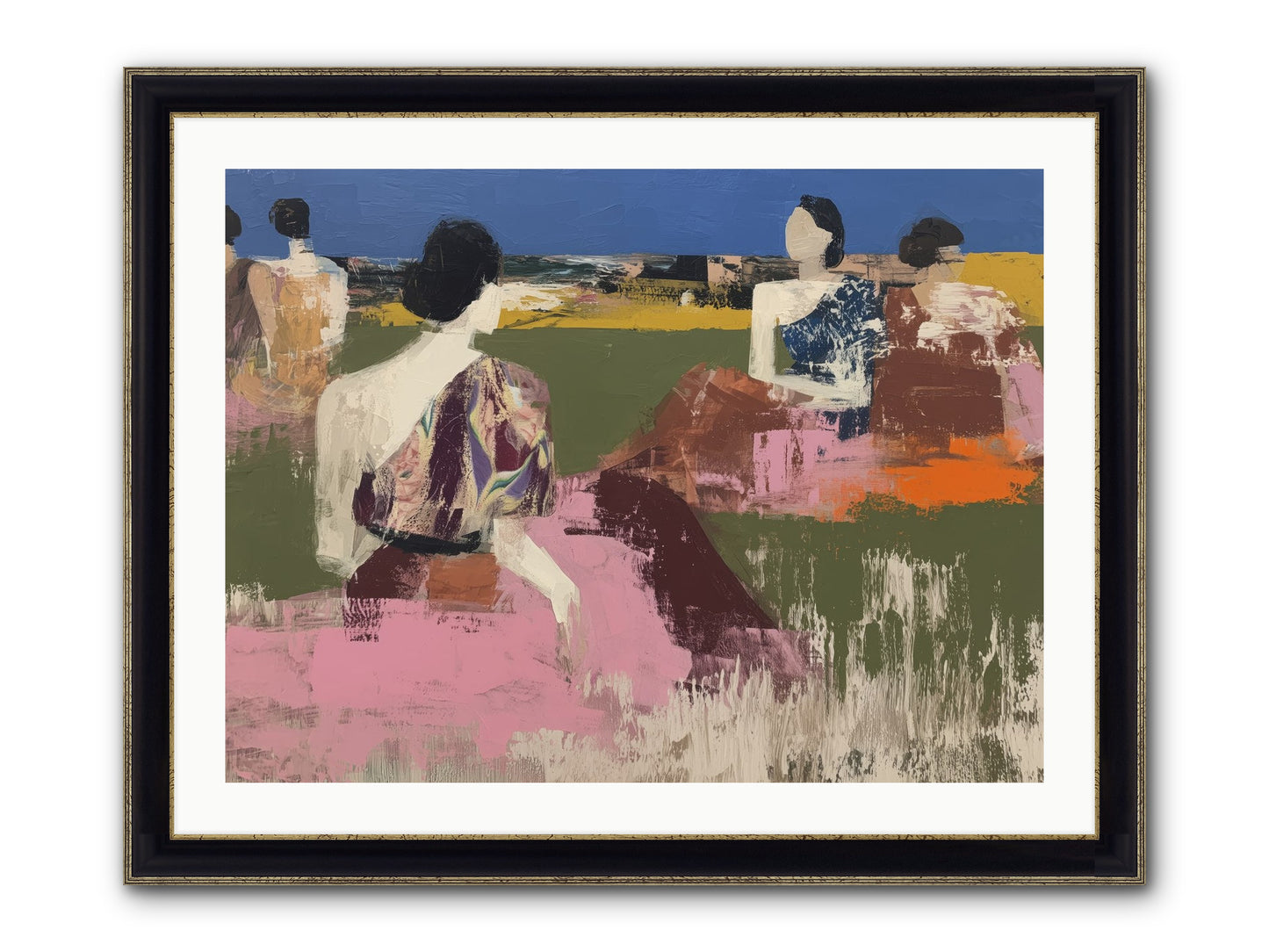 Sunwoven Sisters Framed Print - Black & Gold 32x24