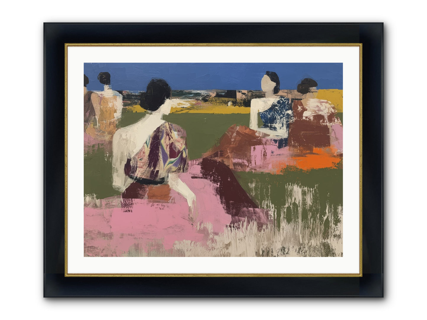 Sunwoven Sisters Framed Print - Wide Black w/Gold 32x24