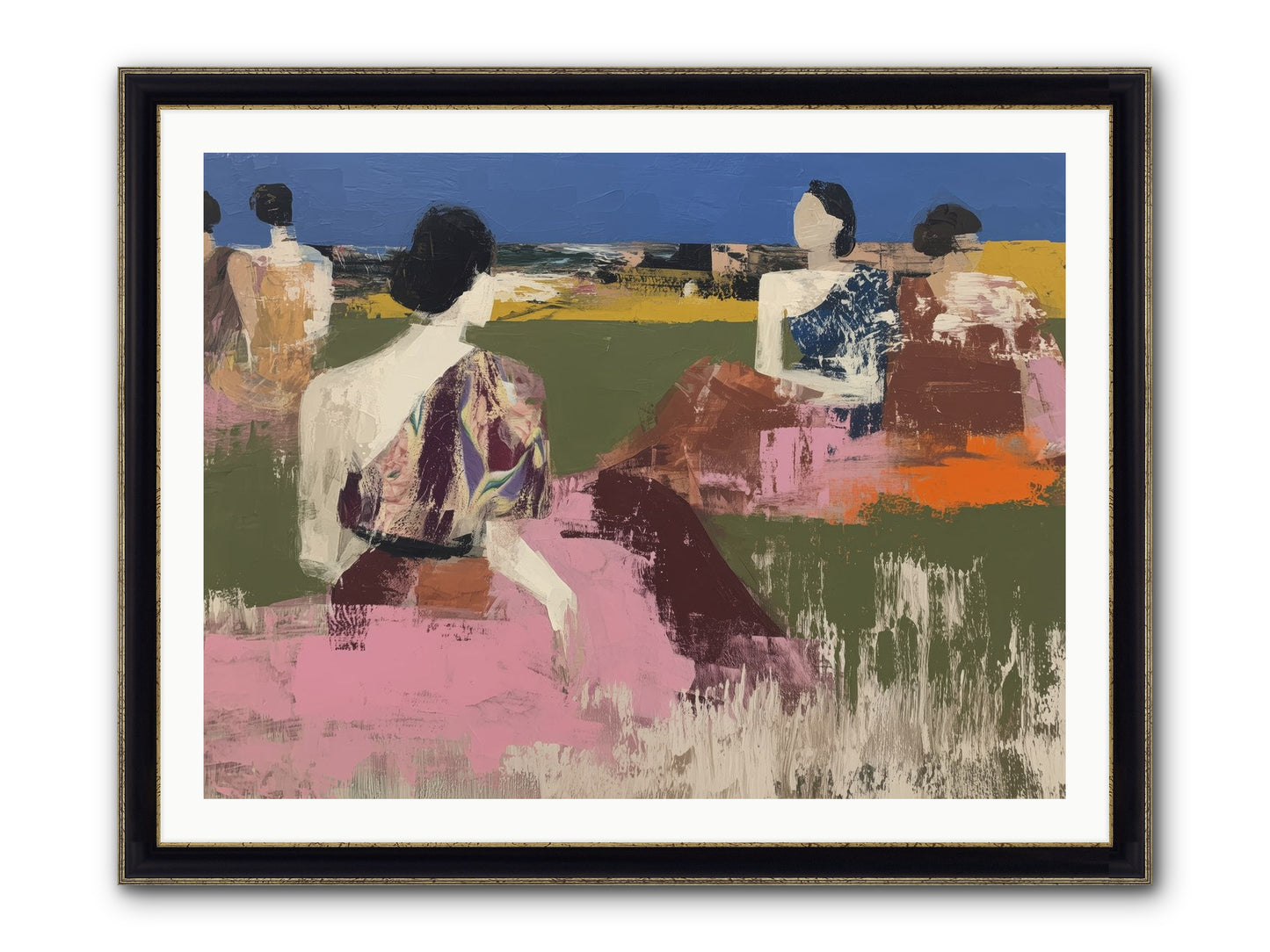 Sunwoven Sisters Framed Print - Black & Gold 40x30