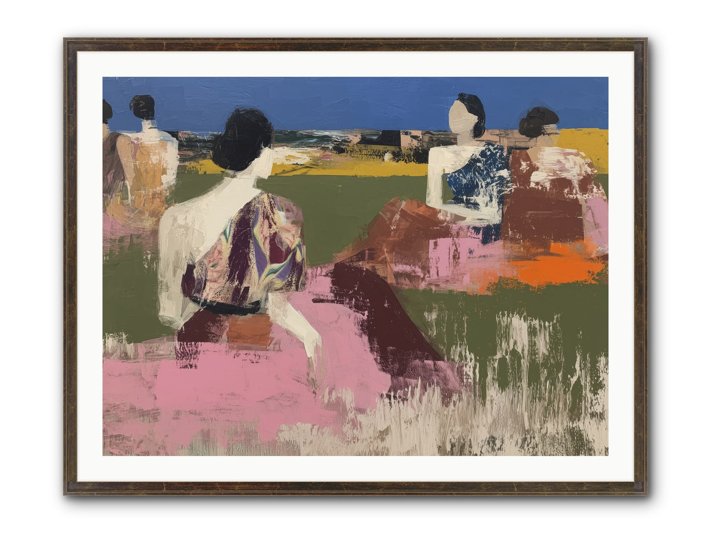 Sunwoven Sisters Framed Print - Slimwoods Black/Gold 40x30