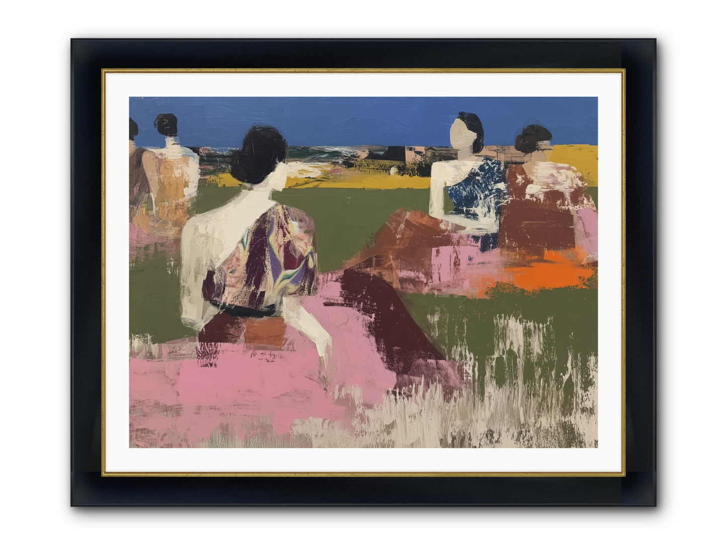 Sunwoven Sisters Framed Print - Wide Black w/Gold 40x30