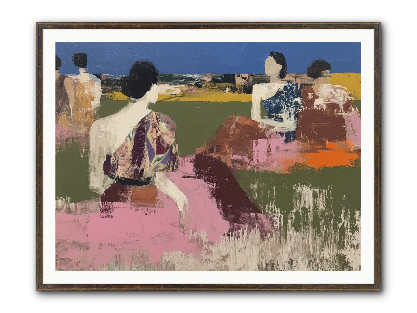 Sunwoven Sisters Framed Print - Slimwoods Black/Gold 48x36